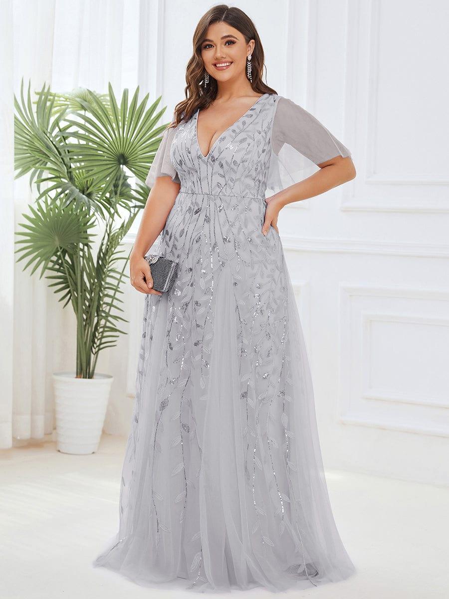 ever ASTRAL|Stunning V Neck Long Wedding Guest Dress with Ruffle Sleeves - Image 31
