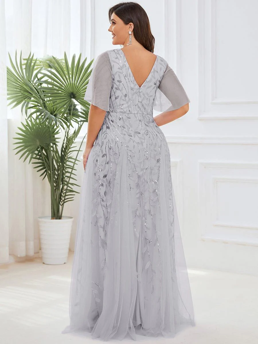 ever ASTRAL|Stunning V Neck Long Wedding Guest Dress with Ruffle Sleeves - Image 32