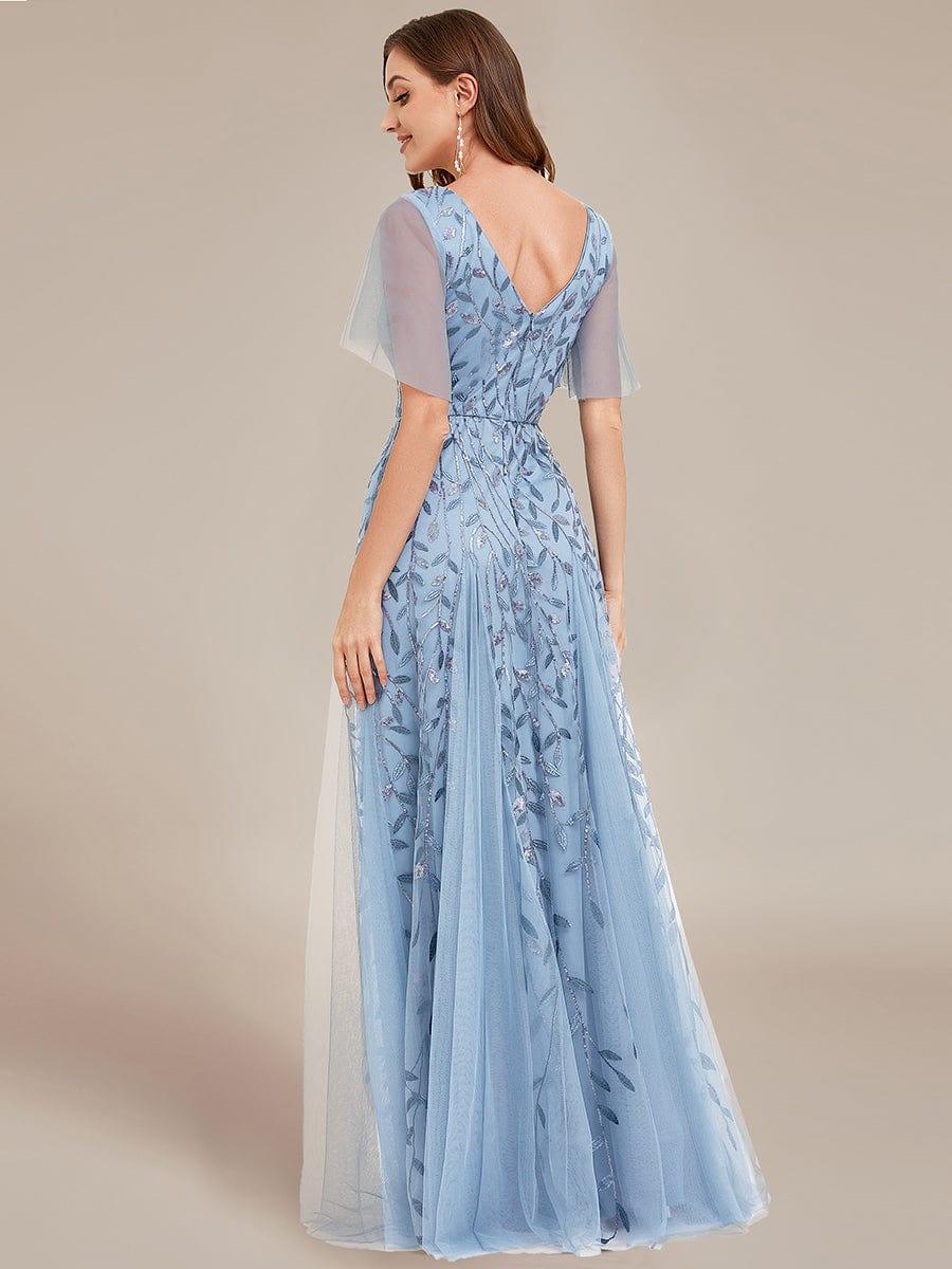 ever ASTRAL|Stunning V Neck Long Wedding Guest Dress with Ruffle Sleeves - Image 34