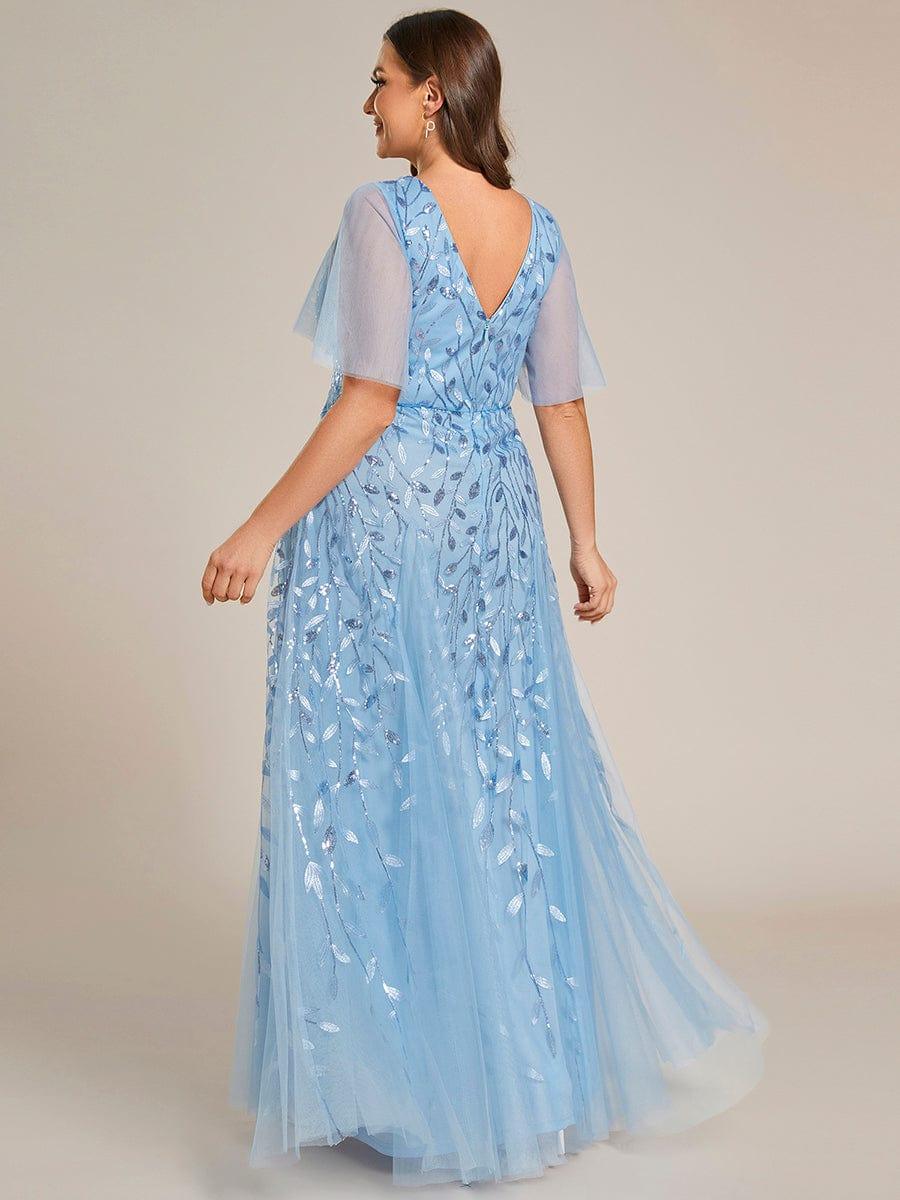 ever ASTRAL|Stunning V Neck Long Wedding Guest Dress with Ruffle Sleeves - Image 39
