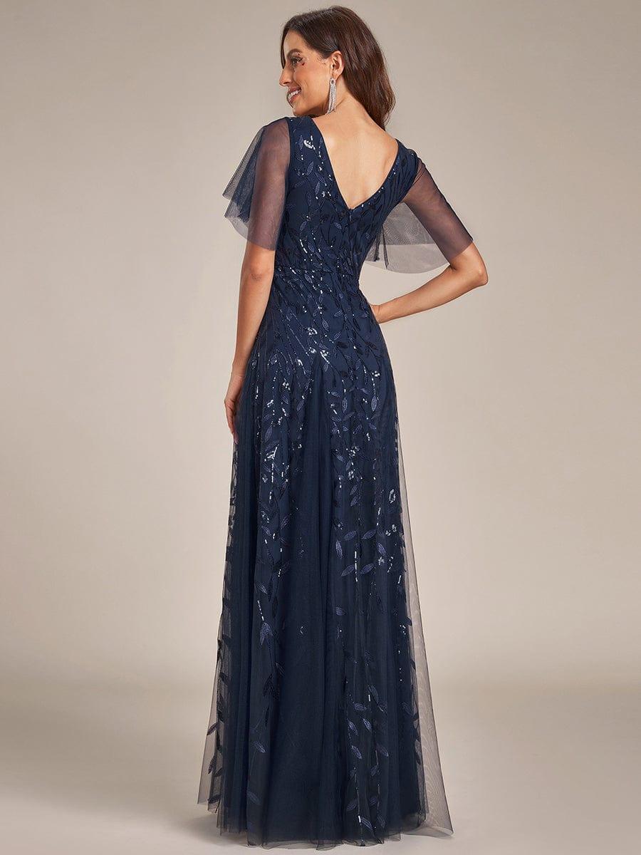 ever ASTRAL|Stunning V Neck Long Wedding Guest Dress with Ruffle Sleeves - Image 4