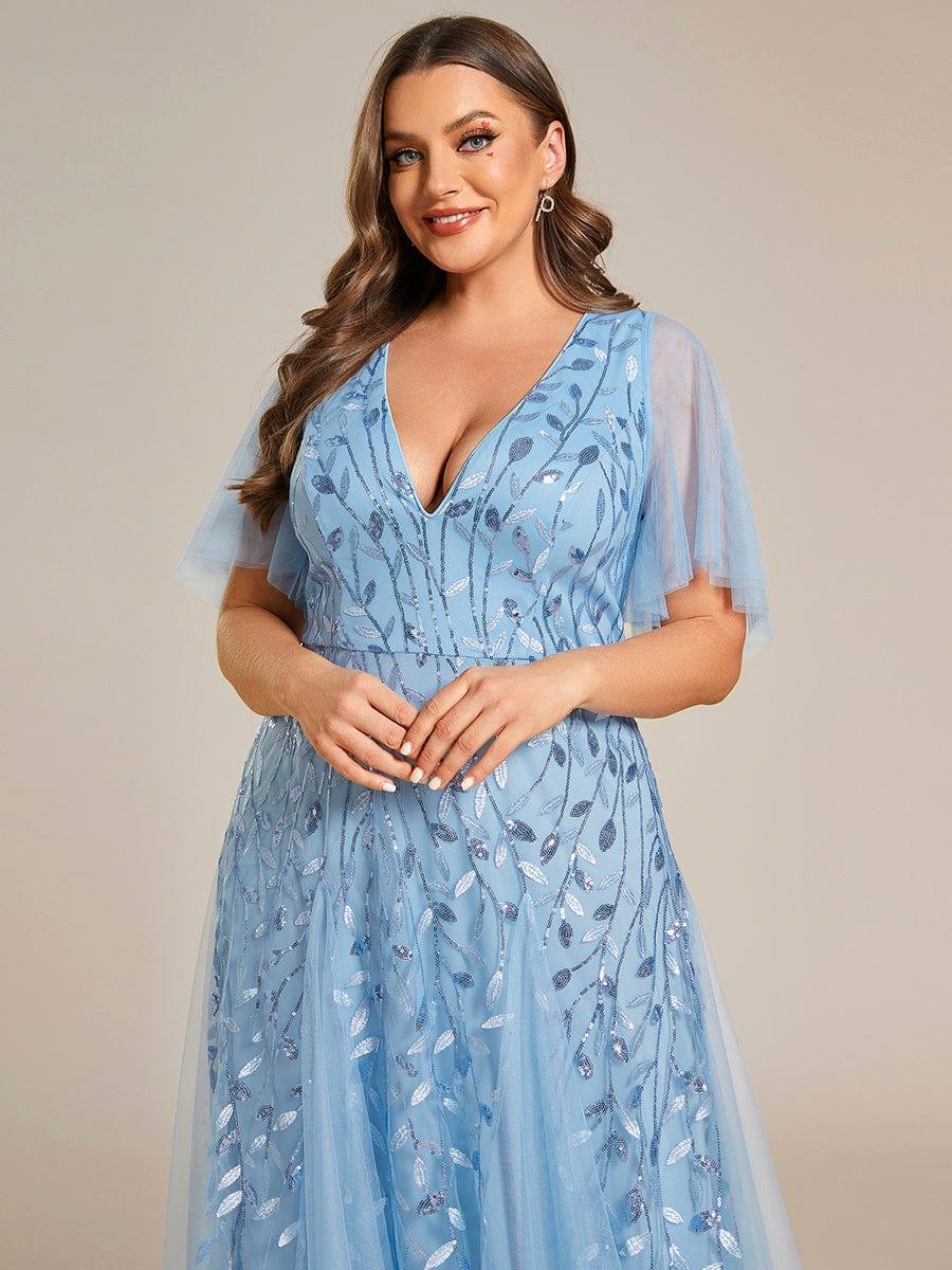 ever ASTRAL|Stunning V Neck Long Wedding Guest Dress with Ruffle Sleeves - Image 40