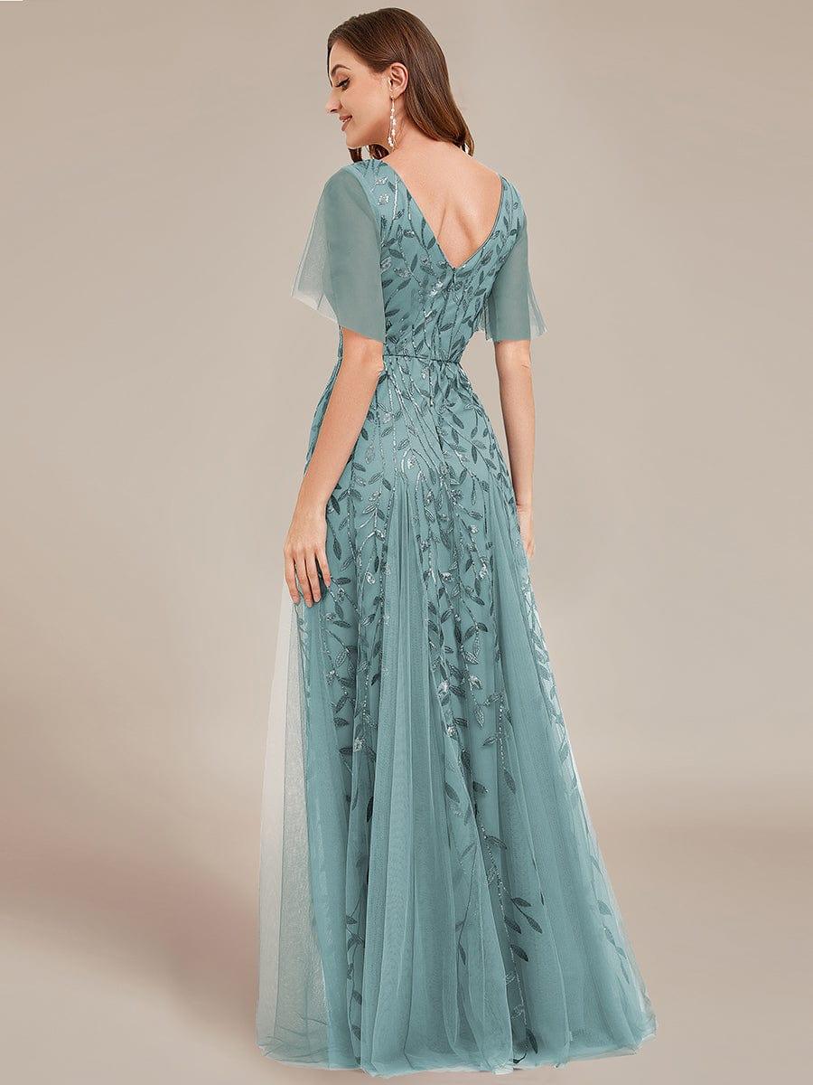 ever ASTRAL|Stunning V Neck Long Wedding Guest Dress with Ruffle Sleeves - Image 42