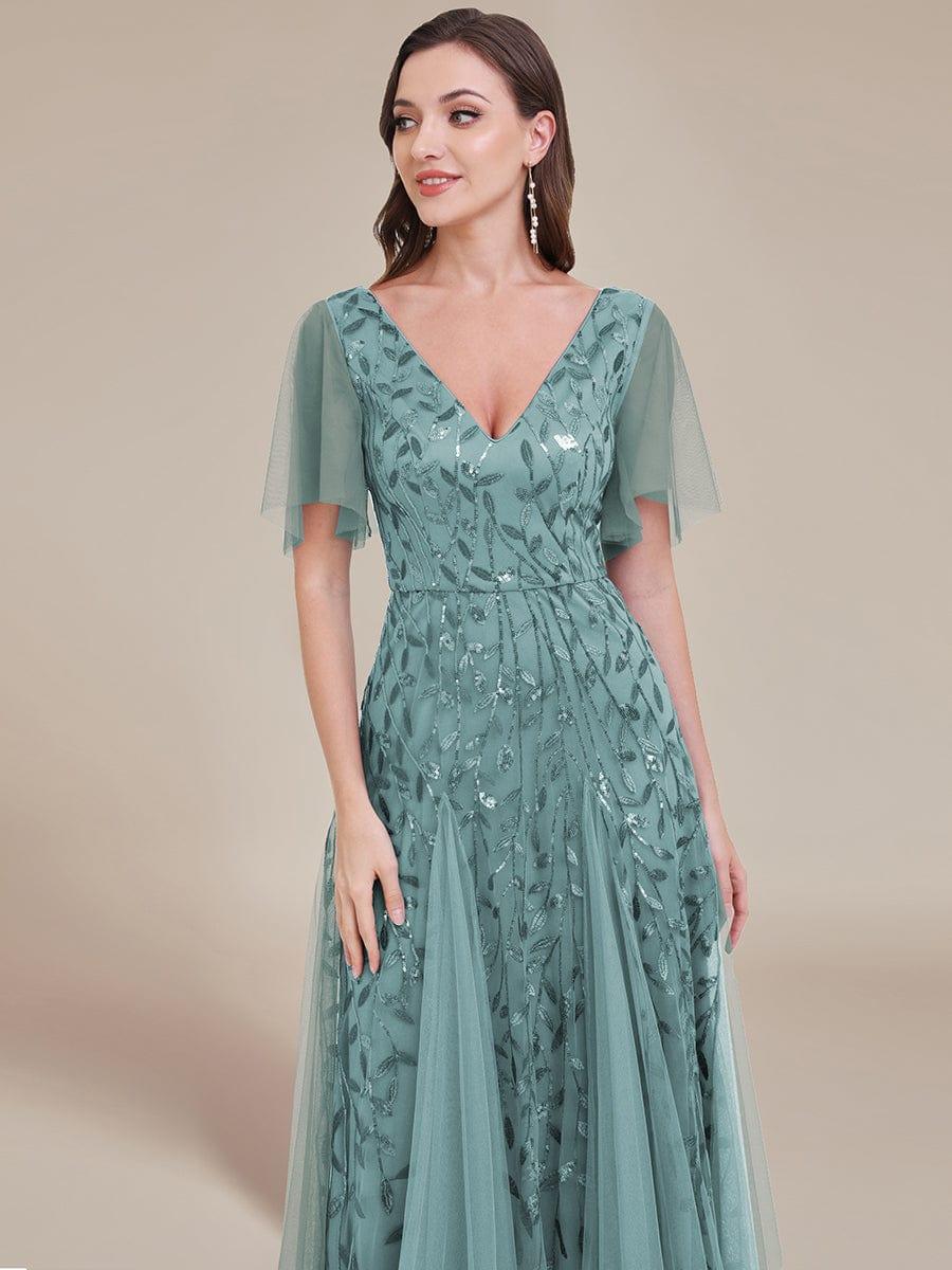 ever ASTRAL|Stunning V Neck Long Wedding Guest Dress with Ruffle Sleeves - Image 43