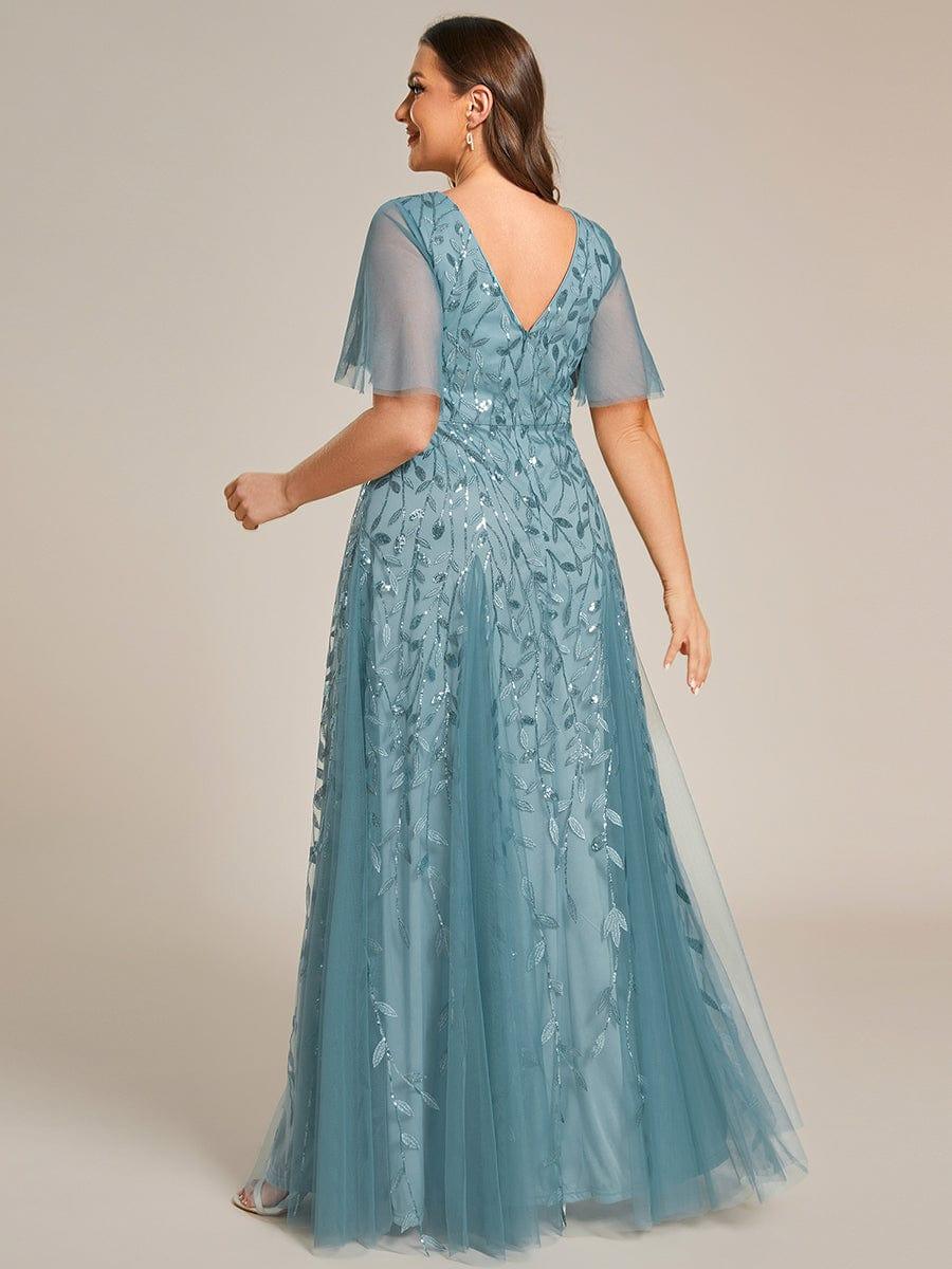 ever ASTRAL|Stunning V Neck Long Wedding Guest Dress with Ruffle Sleeves - Image 47