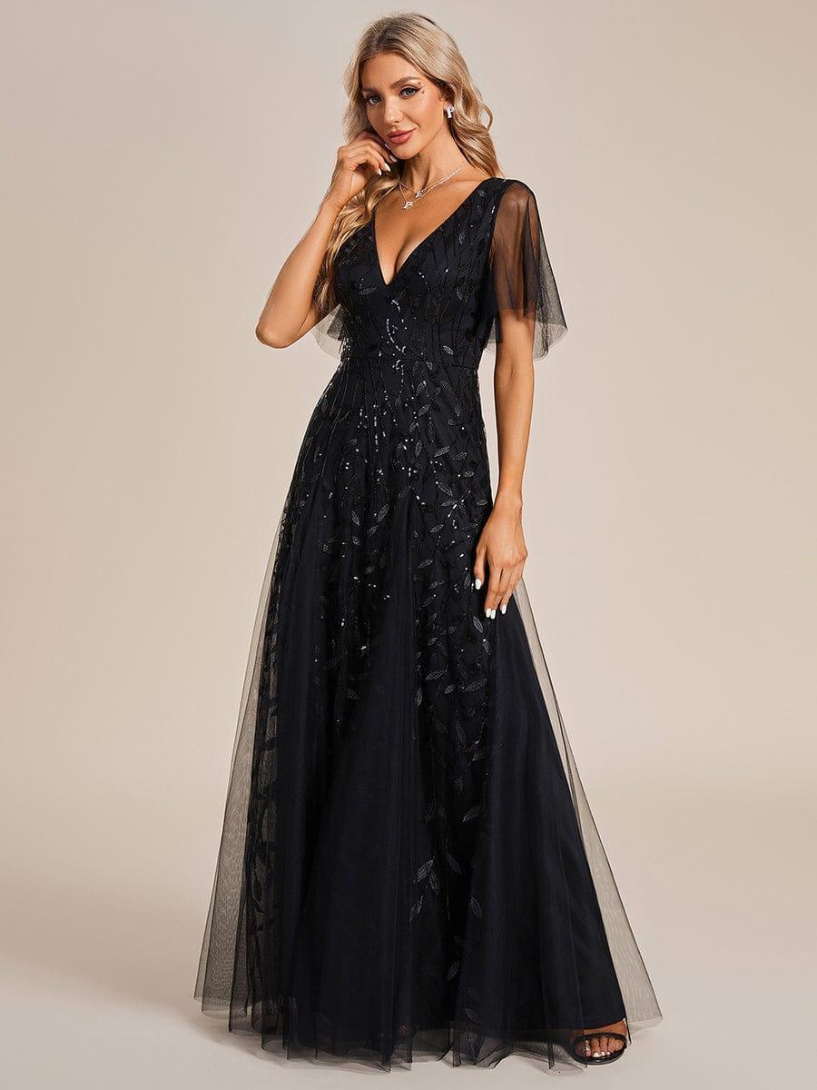 ever ASTRAL|Stunning V Neck Long Wedding Guest Dress with Ruffle Sleeves - Image 52