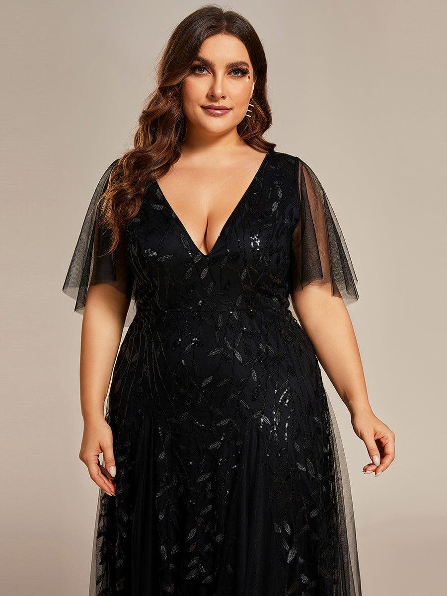 ever ASTRAL|Stunning V Neck Long Wedding Guest Dress with Ruffle Sleeves - Image 56