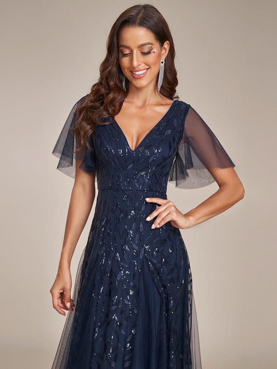 ever ASTRAL|Stunning V Neck Long Wedding Guest Dress with Ruffle Sleeves - Image 59