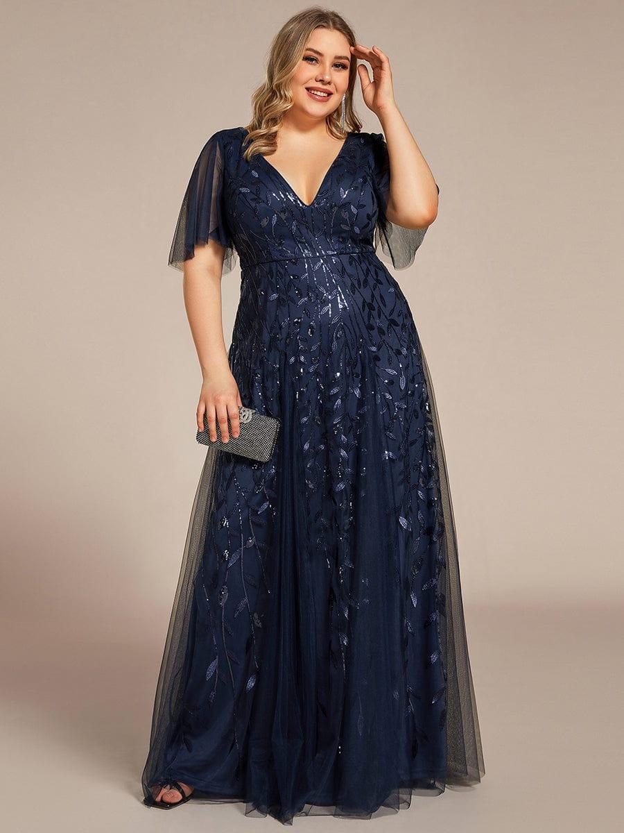 ever ASTRAL|Stunning V Neck Long Wedding Guest Dress with Ruffle Sleeves - Image 62