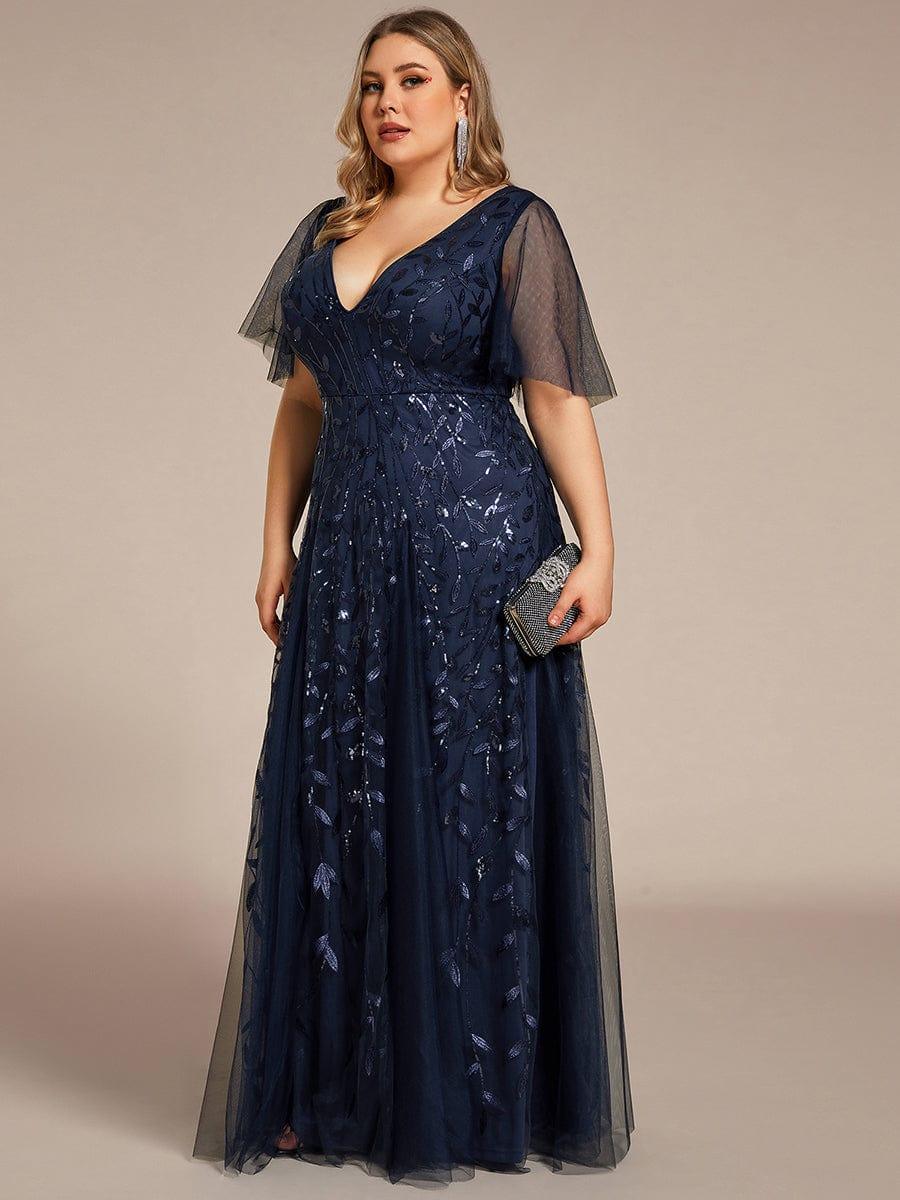 ever ASTRAL|Stunning V Neck Long Wedding Guest Dress with Ruffle Sleeves - Image 66