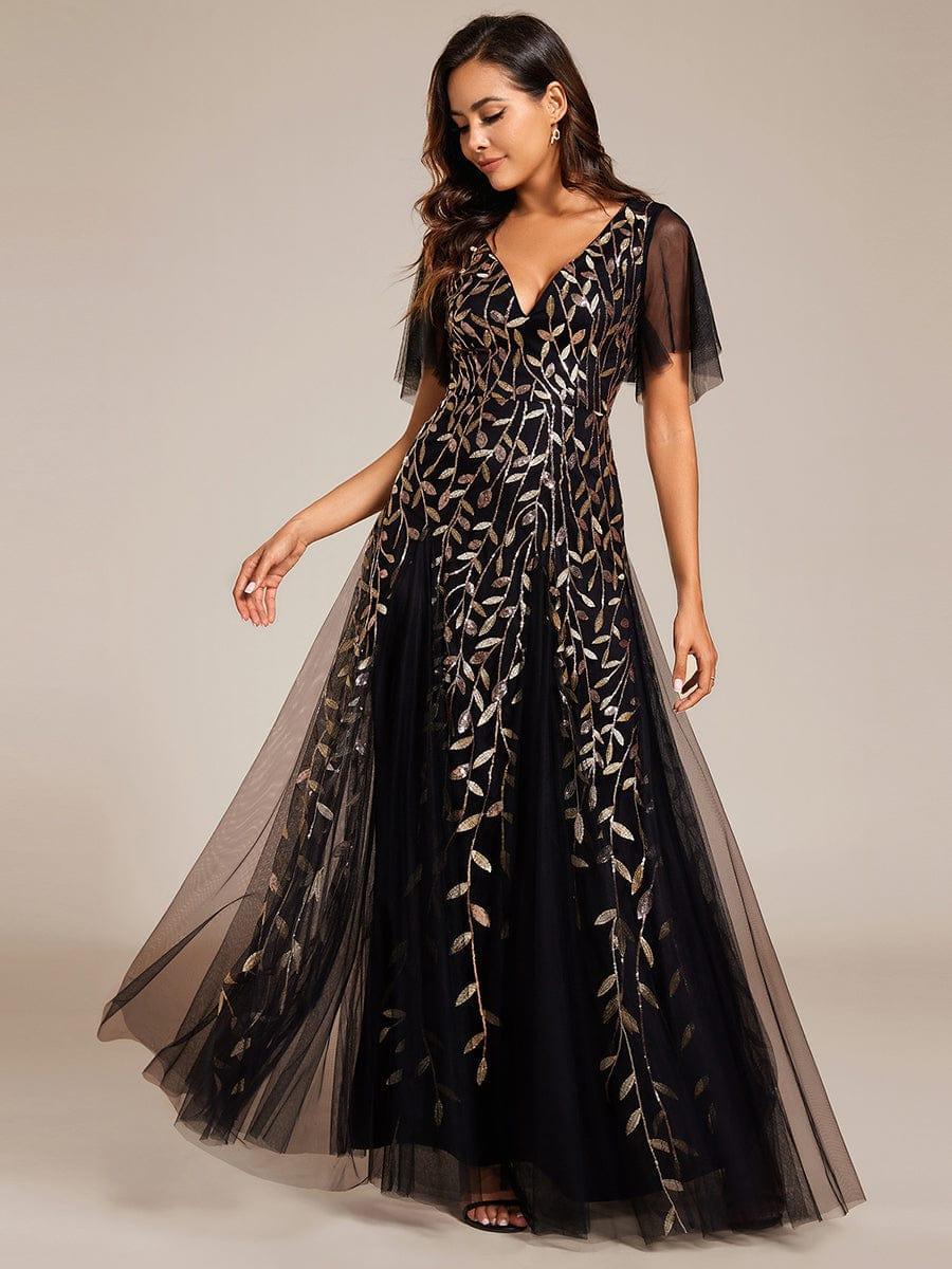 ever ASTRAL|Stunning V Neck Long Wedding Guest Dress with Ruffle Sleeves - Image 67