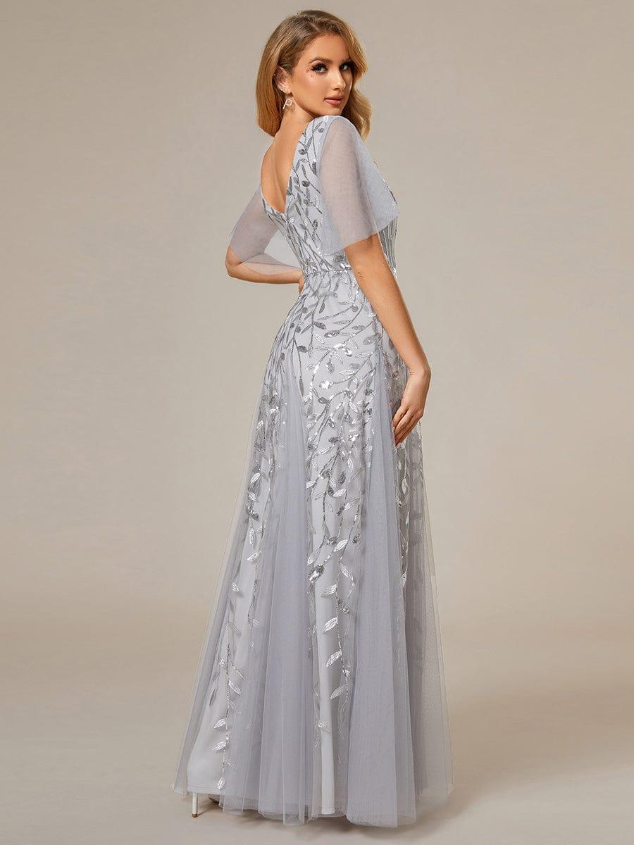 ever ASTRAL|Stunning V Neck Long Wedding Guest Dress with Ruffle Sleeves - Image 7