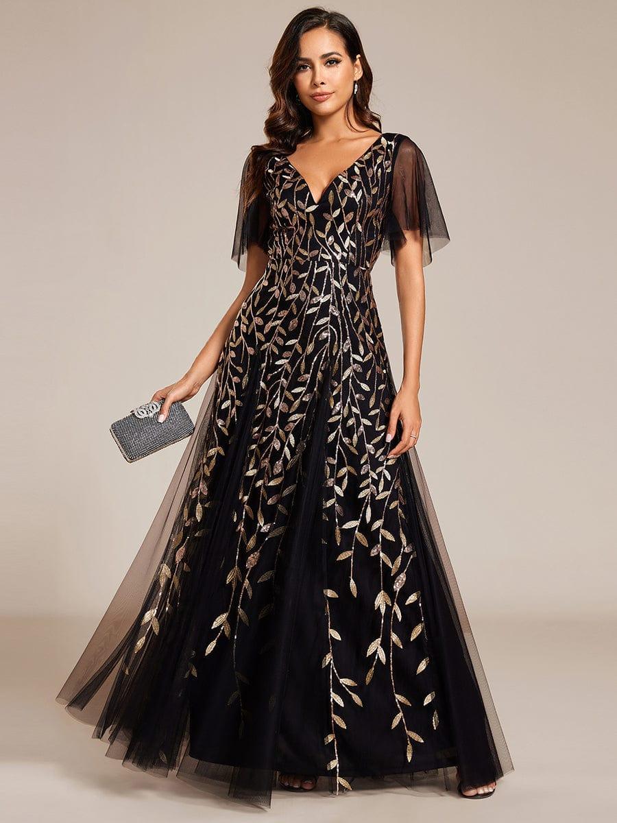 ever ASTRAL|Stunning V Neck Long Wedding Guest Dress with Ruffle Sleeves - Image 71
