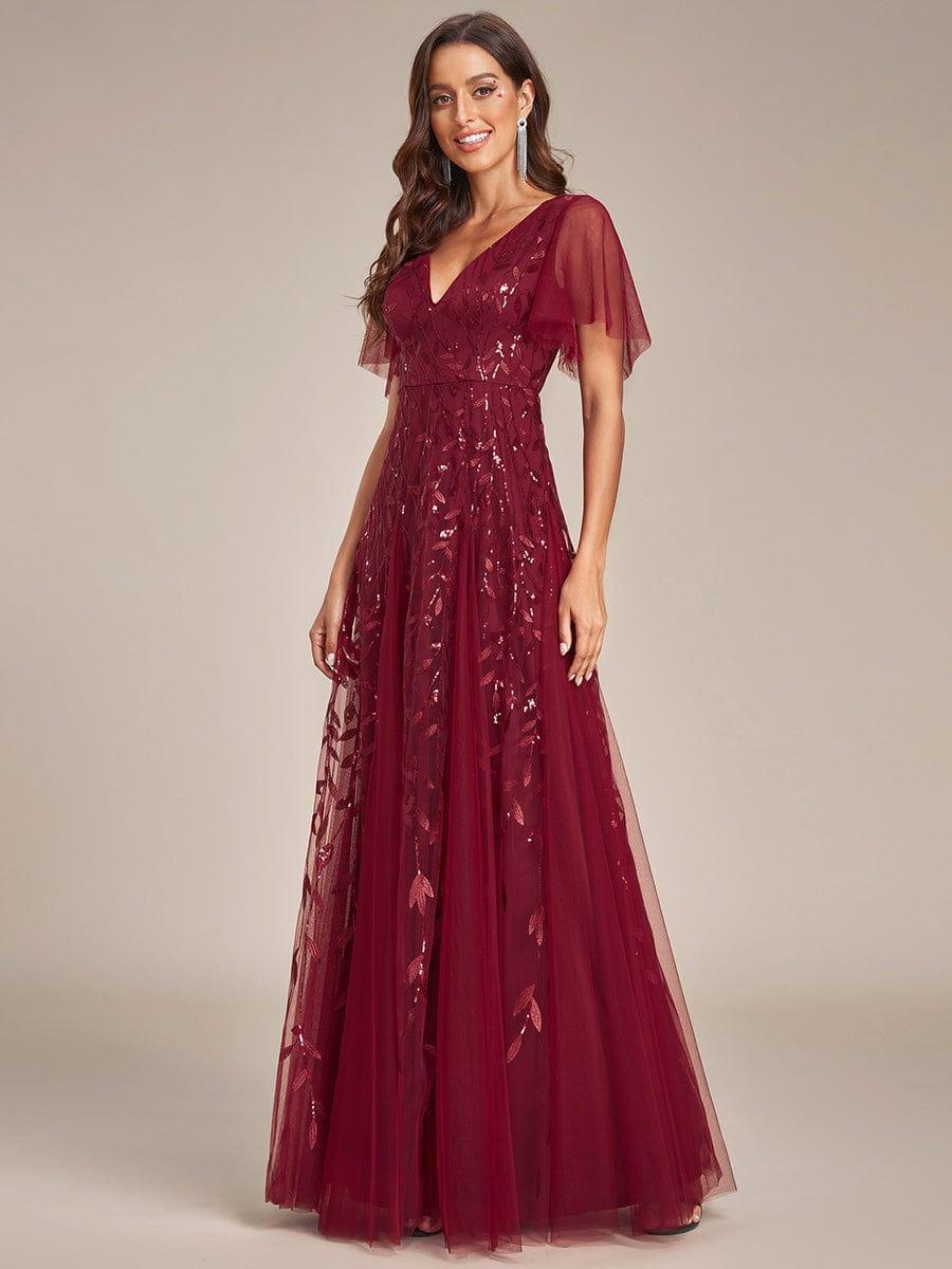 ever ASTRAL|Stunning V Neck Long Wedding Guest Dress with Ruffle Sleeves - Image 75
