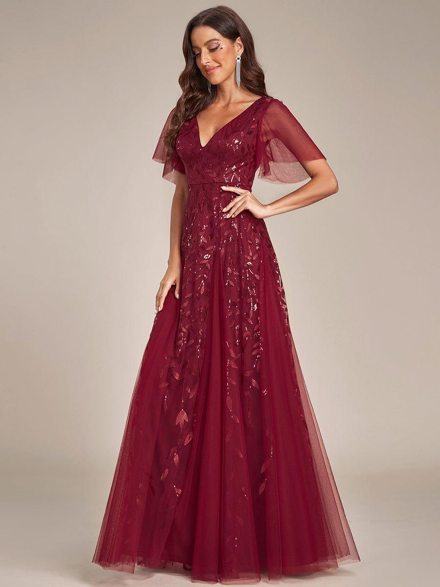 ever ASTRAL|Stunning V Neck Long Wedding Guest Dress with Ruffle Sleeves - Image 76