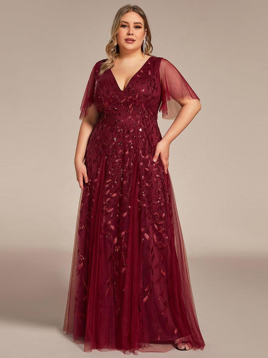 ever ASTRAL|Stunning V Neck Long Wedding Guest Dress with Ruffle Sleeves - Image 77