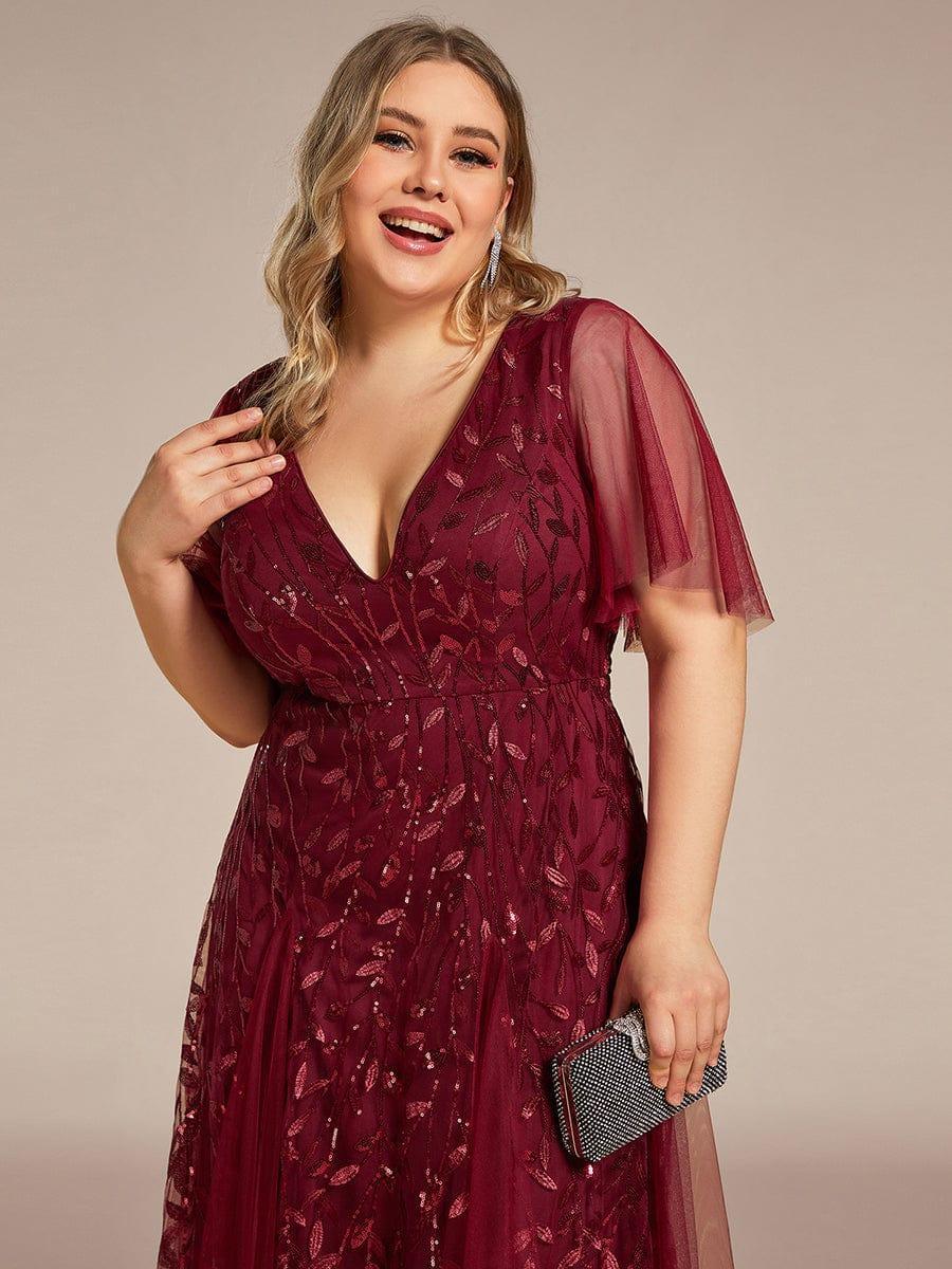 ever ASTRAL|Stunning V Neck Long Wedding Guest Dress with Ruffle Sleeves - Image 79