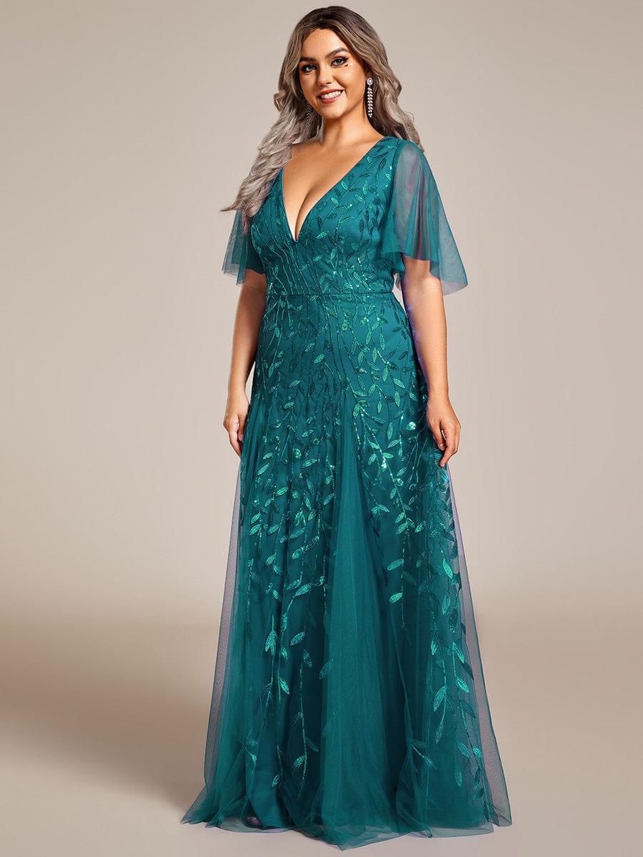 ever ASTRAL|Stunning V Neck Long Wedding Guest Dress with Ruffle Sleeves - Image 85