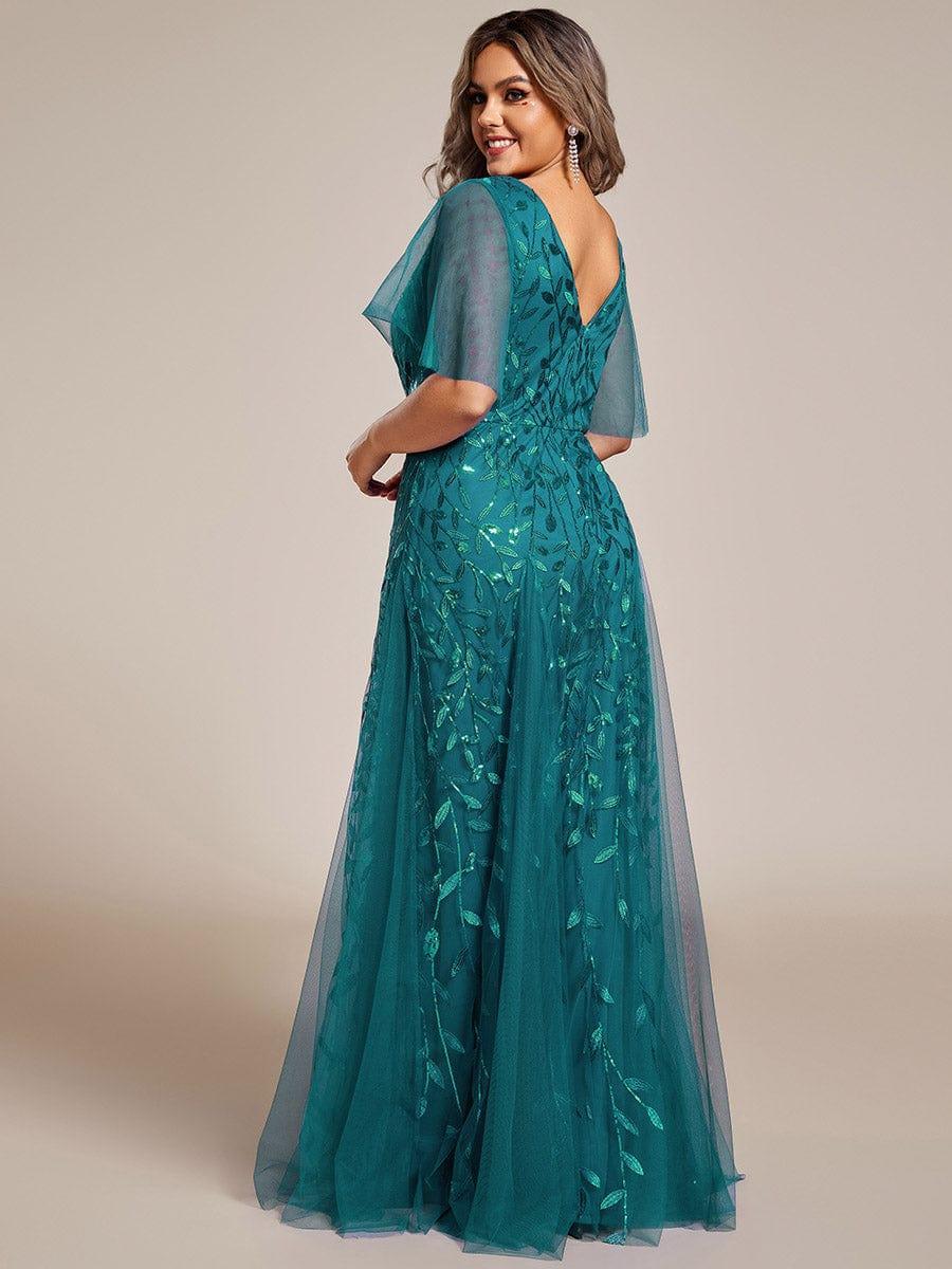 ever ASTRAL|Stunning V Neck Long Wedding Guest Dress with Ruffle Sleeves - Image 86
