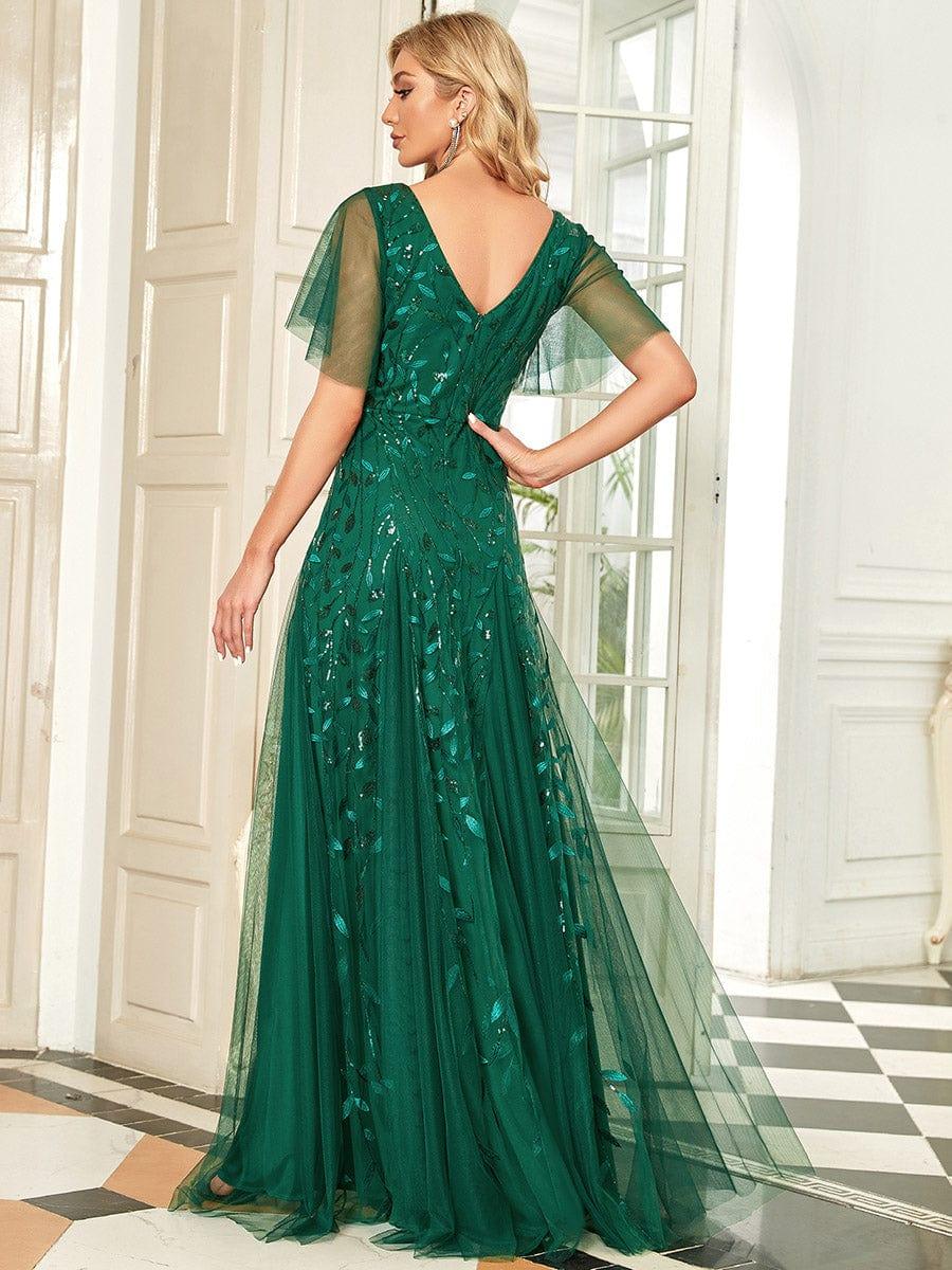 ever ASTRAL|Stunning V Neck Long Wedding Guest Dress with Ruffle Sleeves - Image 9