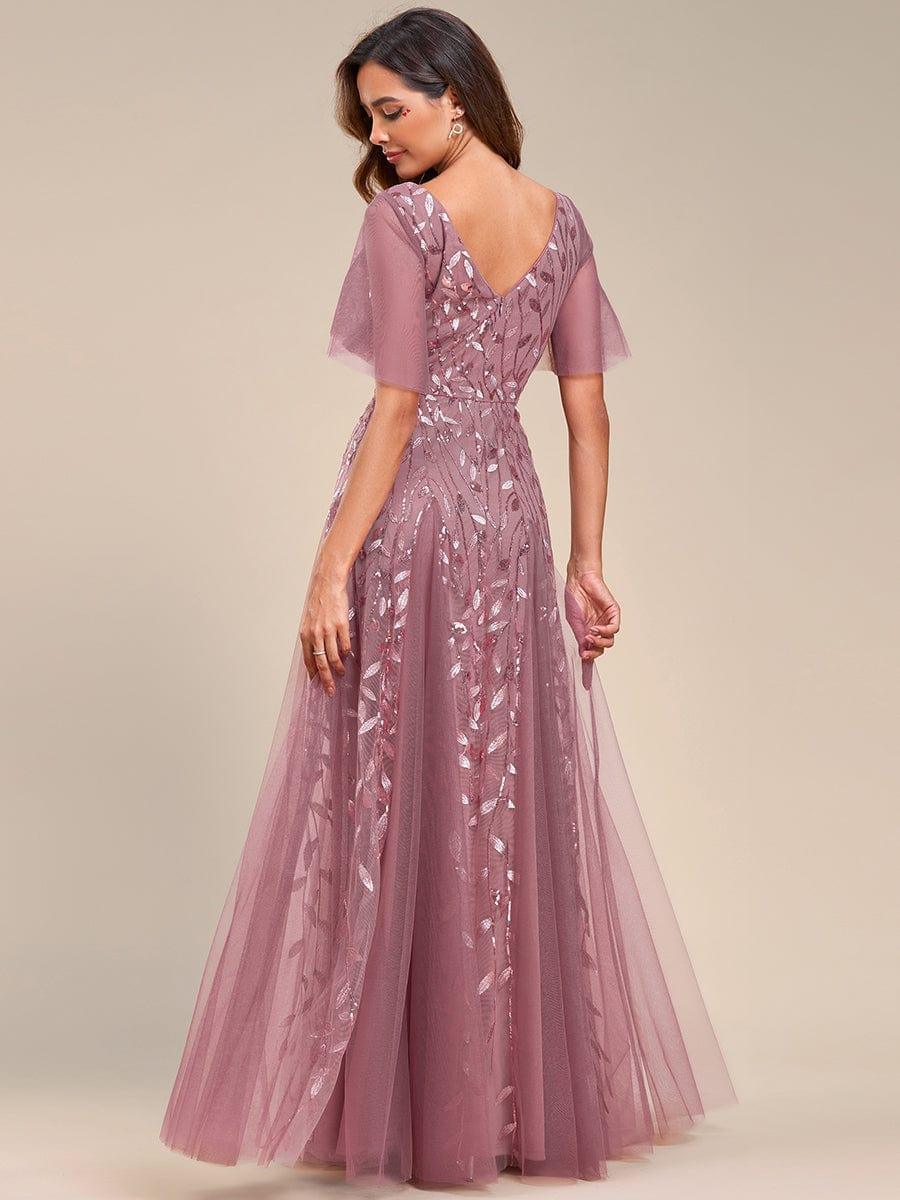 ever ASTRAL|Stunning V Neck Long Wedding Guest Dress with Ruffle Sleeves - Image 91