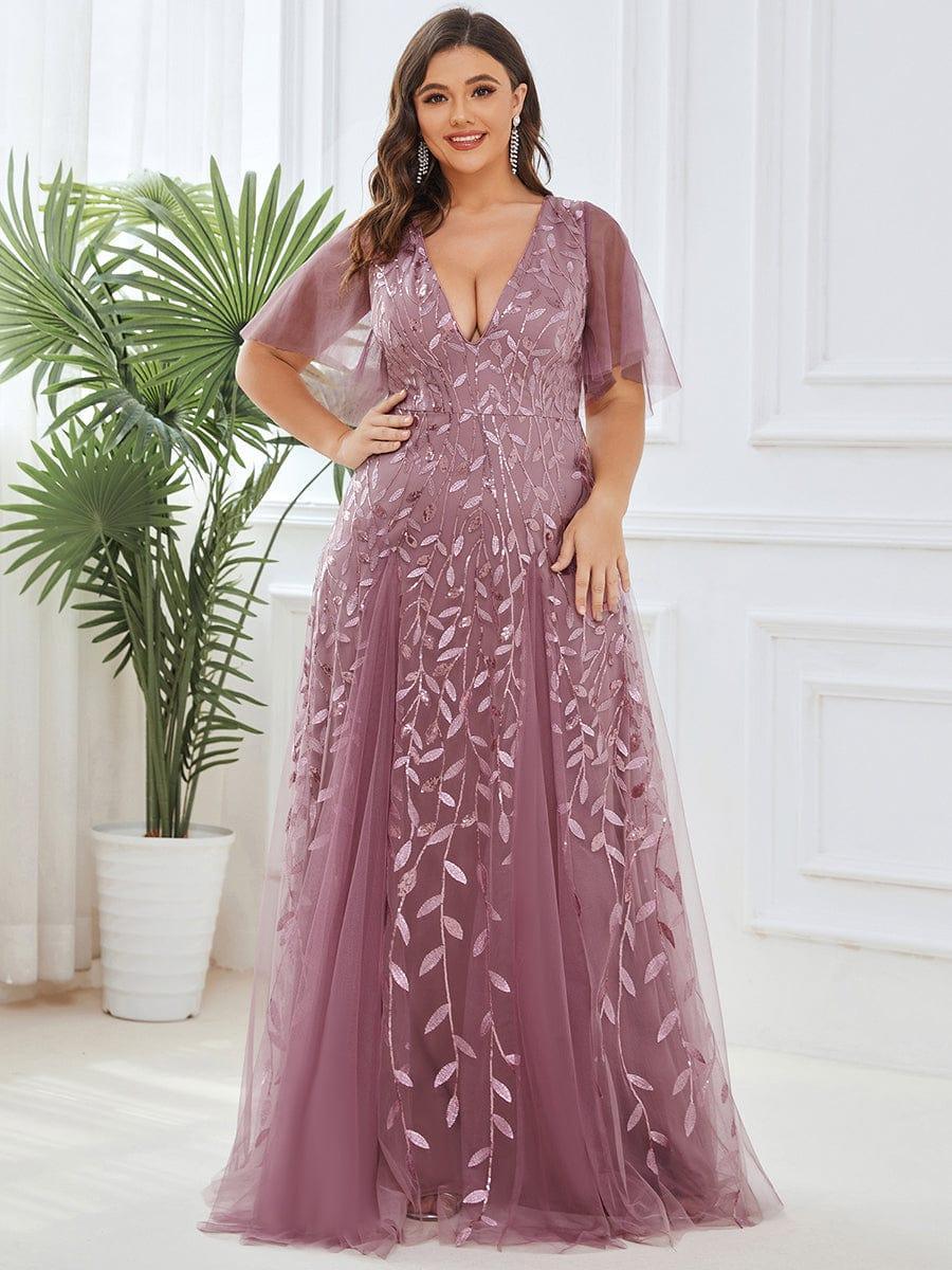 ever ASTRAL|Stunning V Neck Long Wedding Guest Dress with Ruffle Sleeves - Image 95