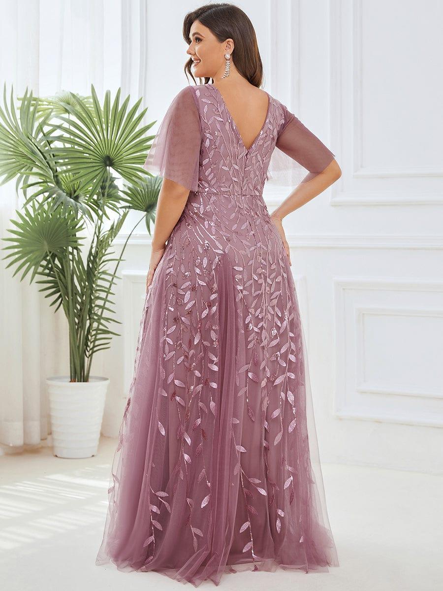 ever ASTRAL|Stunning V Neck Long Wedding Guest Dress with Ruffle Sleeves - Image 96