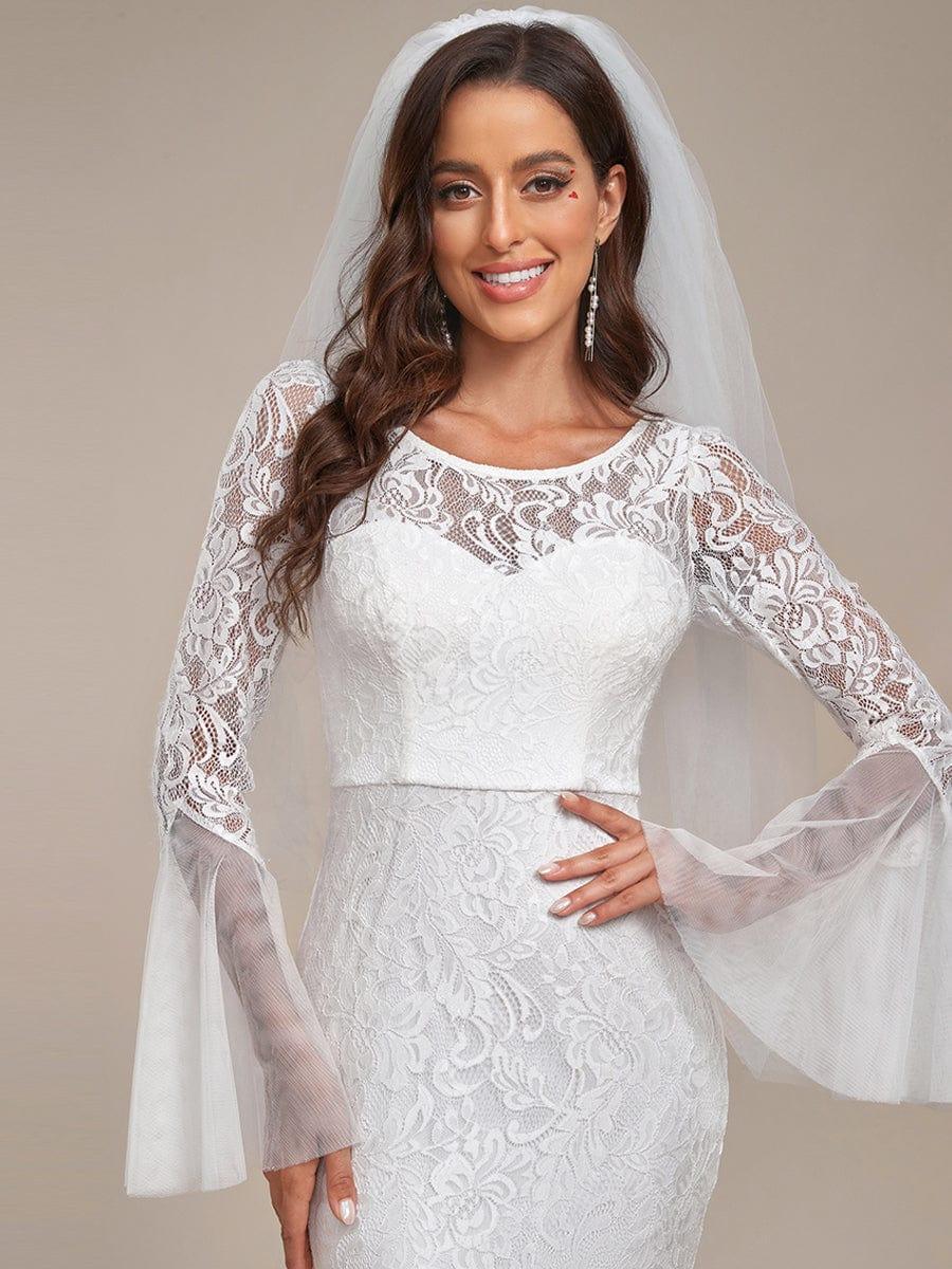Romantic V Back Mermaid Lace Wedding Dress - Image 3