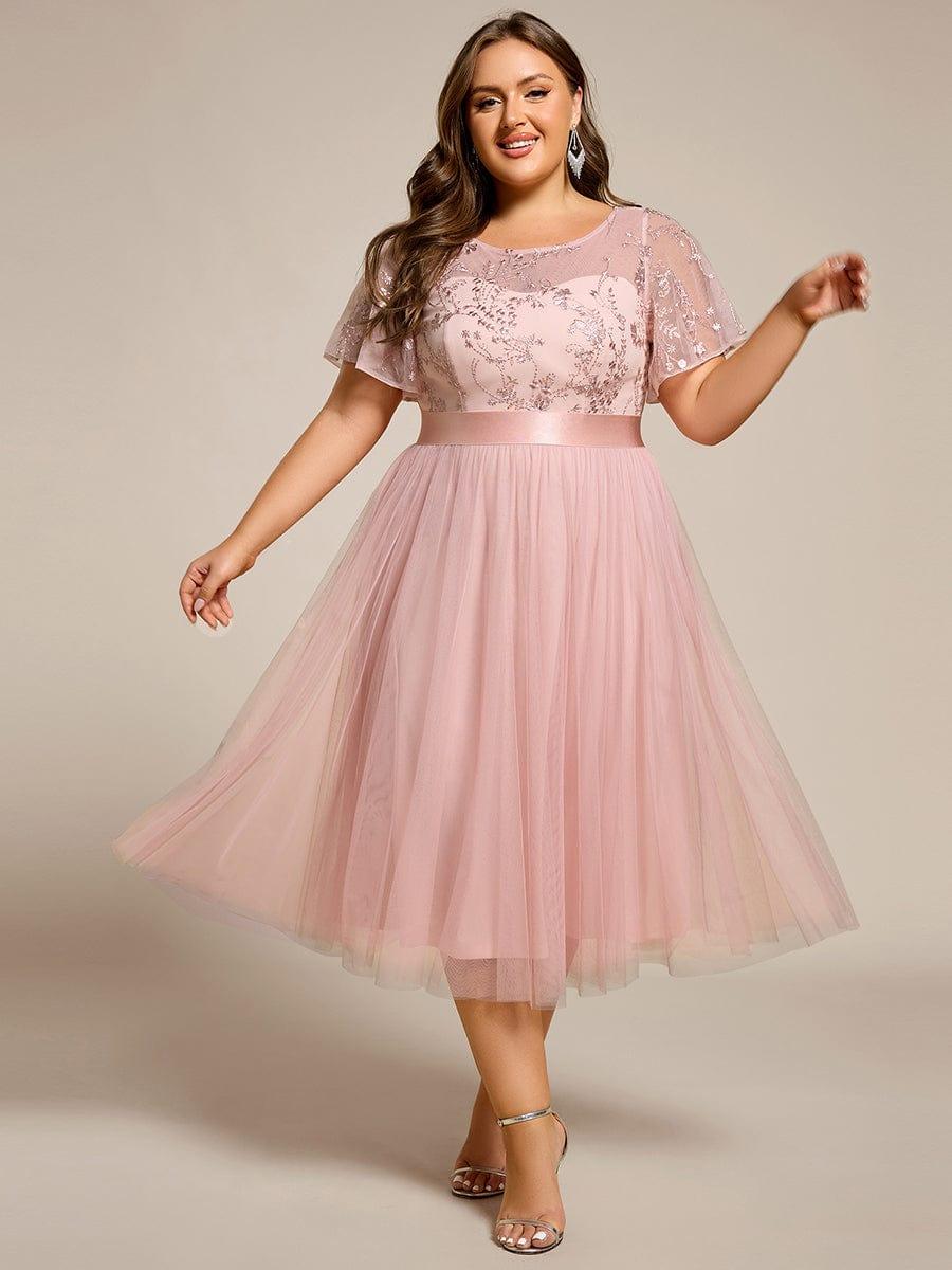 ever MARA|Round Neck Embellished Midi Tulle Bridesmaid Dress - Image 11