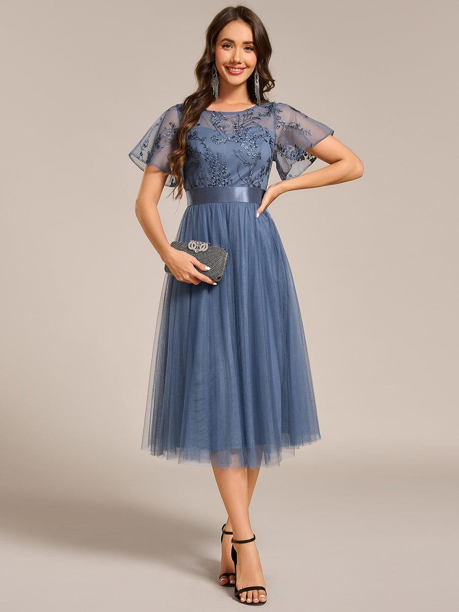 ever MARA|Round Neck Embellished Midi Tulle Bridesmaid Dress - Image 12