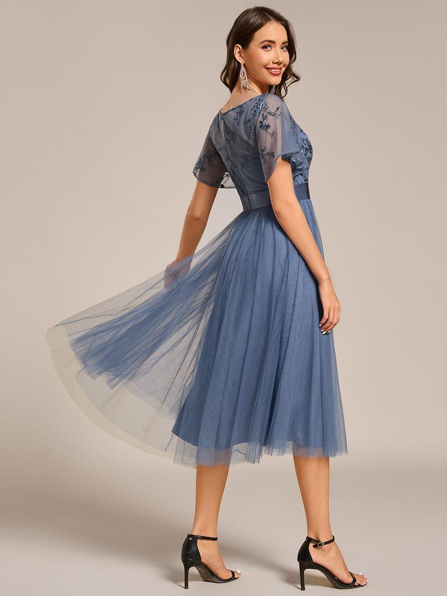 ever MARA|Round Neck Embellished Midi Tulle Bridesmaid Dress - Image 13