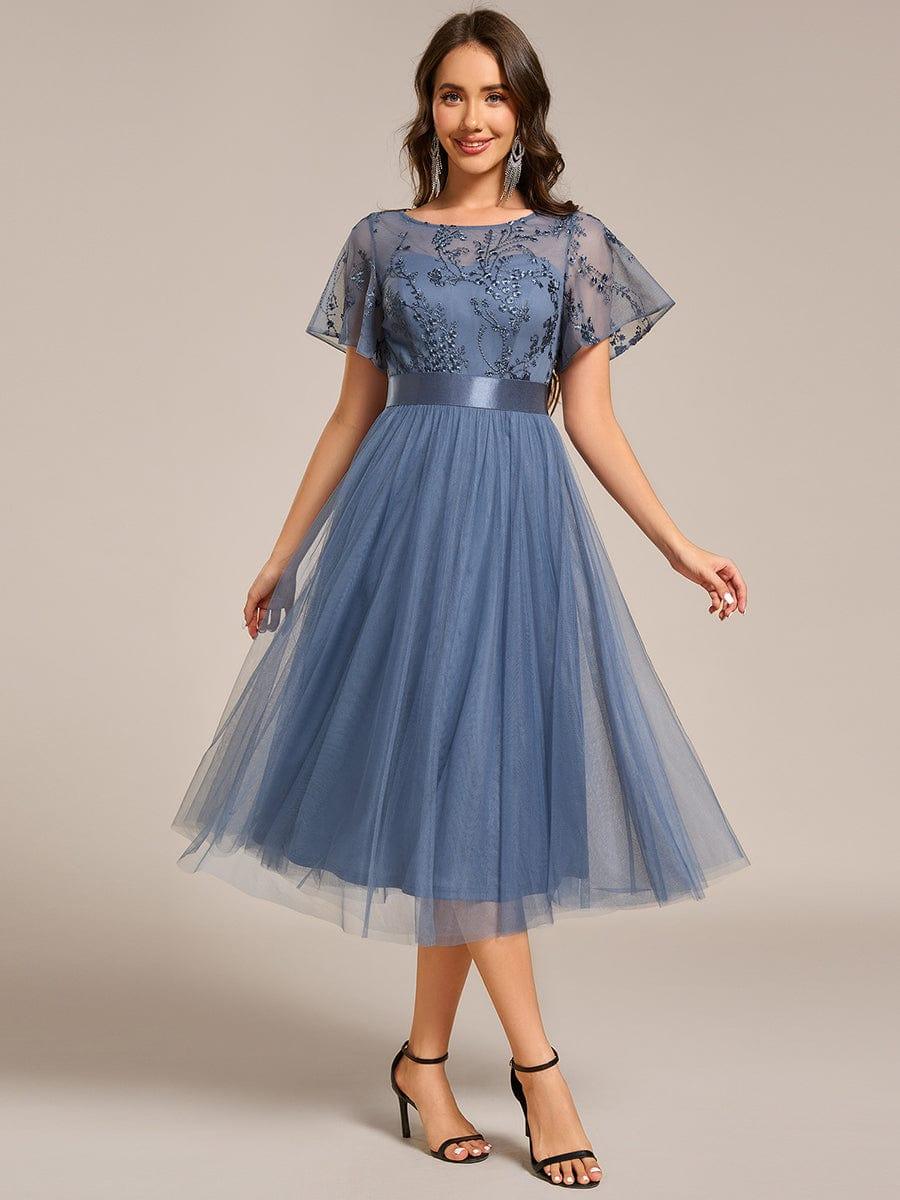 ever MARA|Round Neck Embellished Midi Tulle Bridesmaid Dress - Image 16
