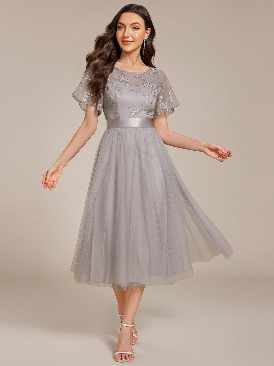 ever MARA|Round Neck Embellished Midi Tulle Bridesmaid Dress - Image 25