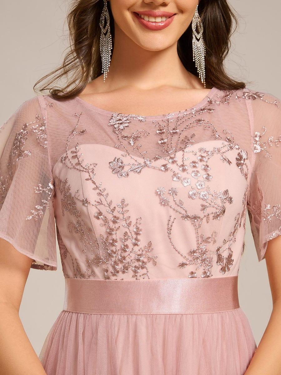 ever MARA|Round Neck Embellished Midi Tulle Bridesmaid Dress - Image 4