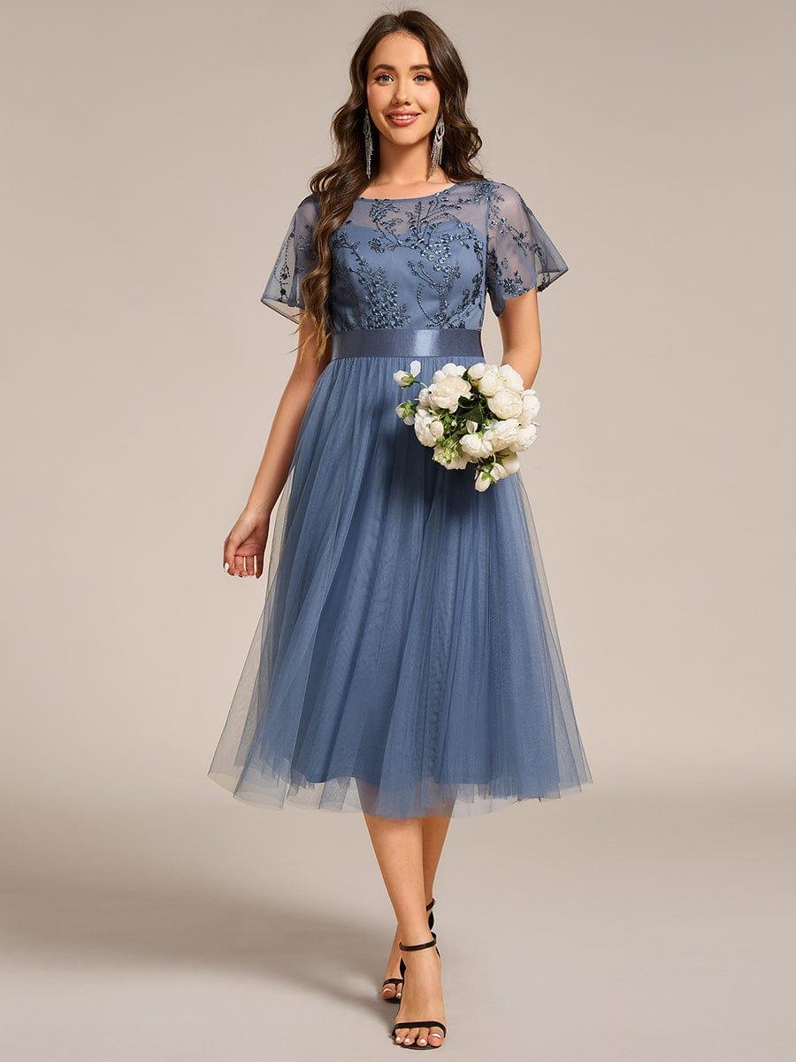 ever MARA|Round Neck Embellished Midi Tulle Wedding Guest Dress - Image 14