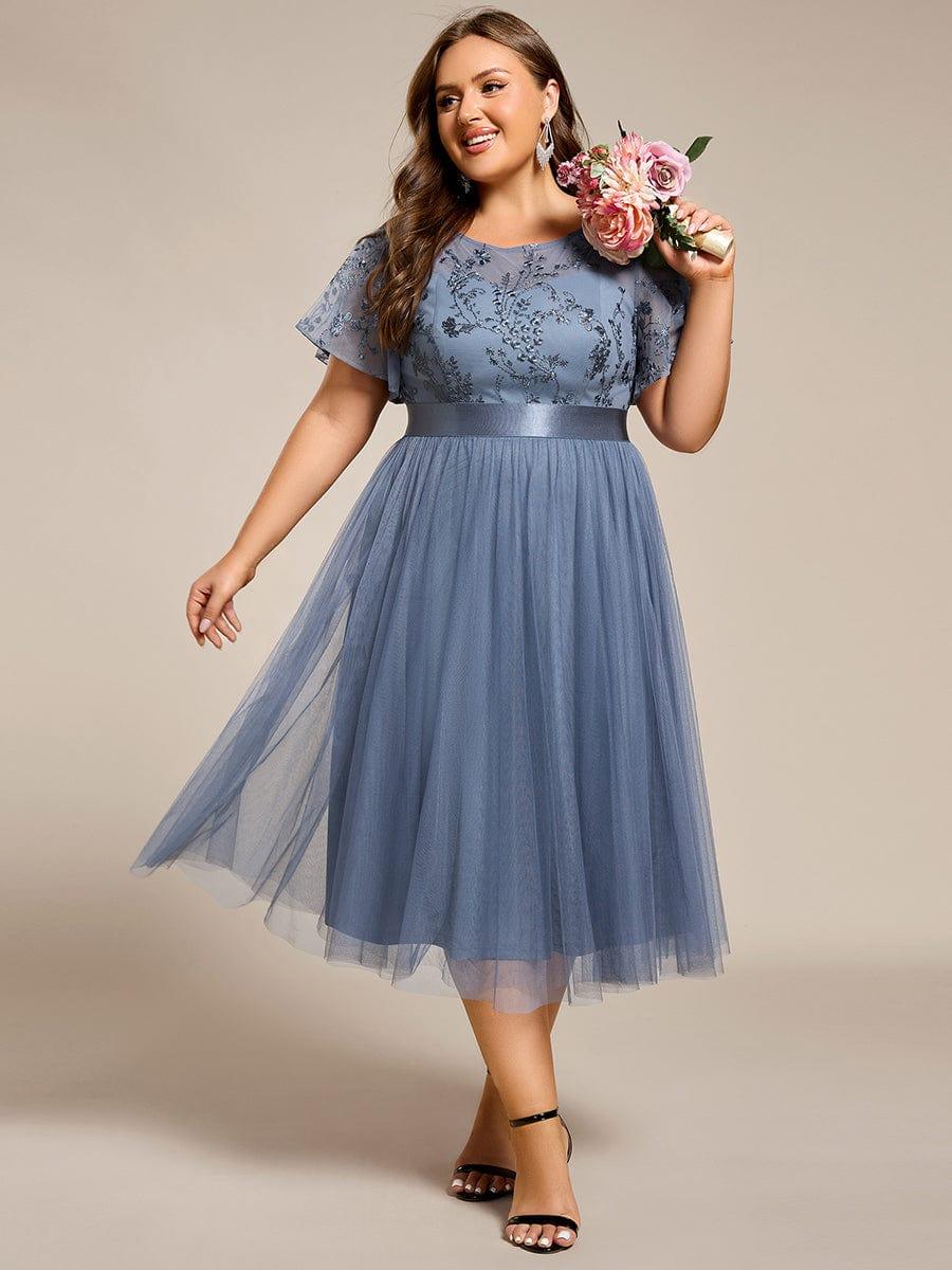 ever MARA|Round Neck Embellished Midi Tulle Wedding Guest Dress - Image 16