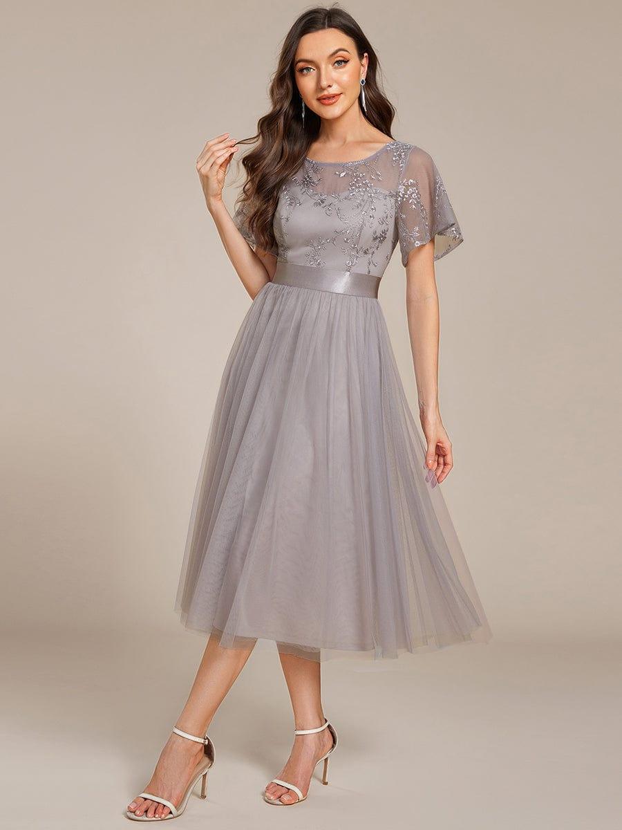 ever MARA|Round Neck Embellished Midi Tulle Wedding Guest Dress - Image 25