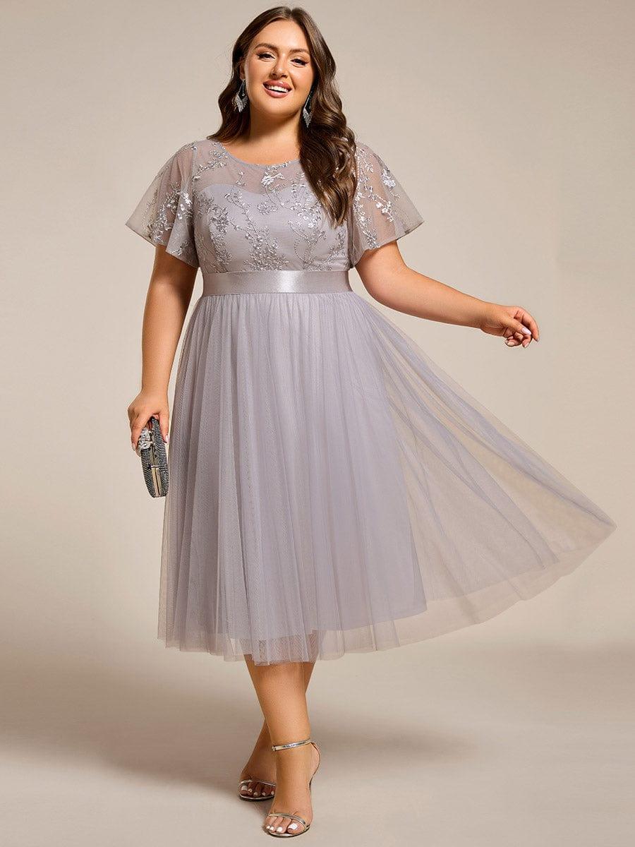 ever MARA|Round Neck Embellished Midi Tulle Wedding Guest Dress - Image 30