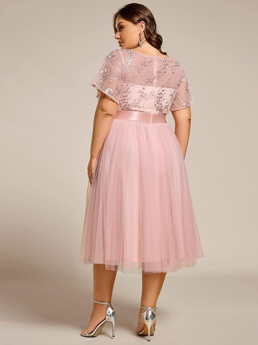 ever MARA|Round Neck Embellished Midi Tulle Wedding Guest Dress - Image 7