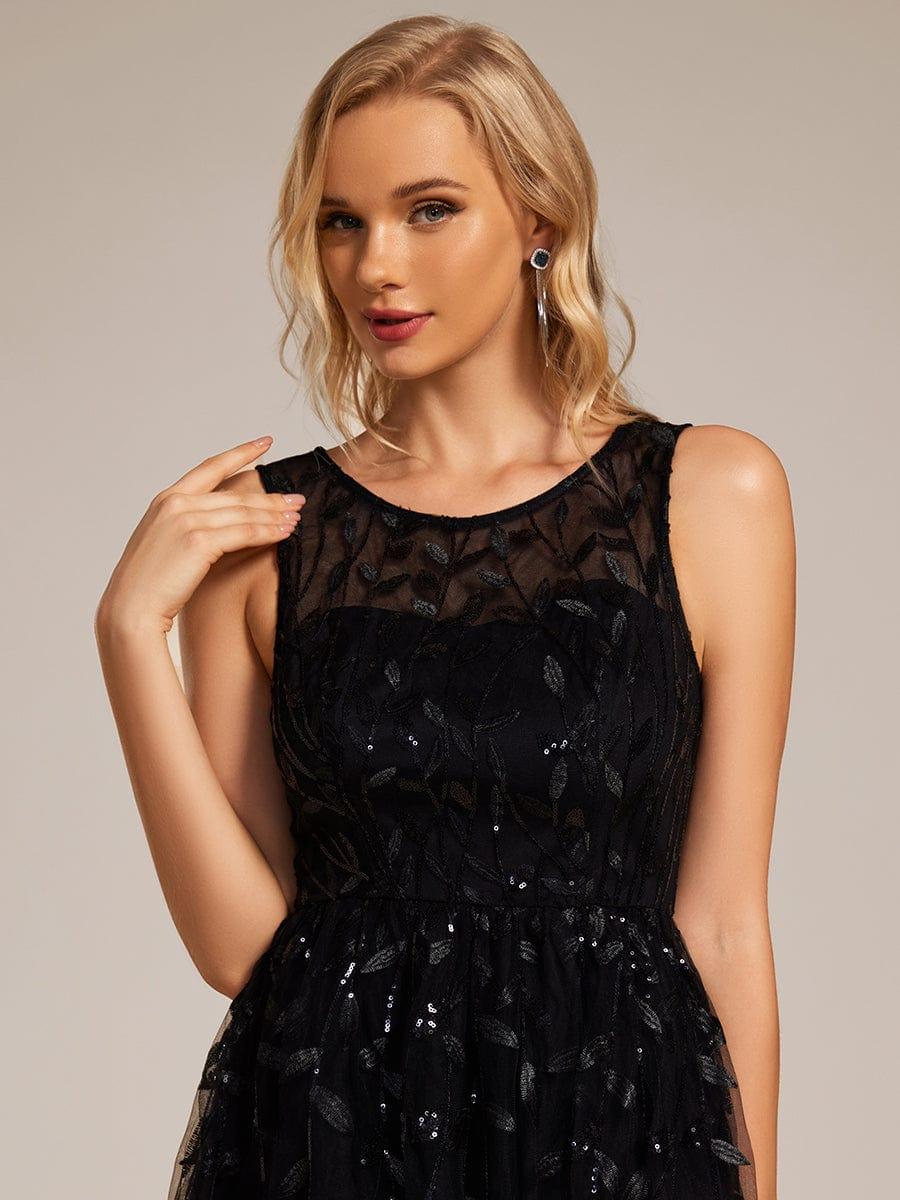 ever ANDIE|Round Neck Sleeveless Leaf Sequin Midi Wedding Guest Dress - Image 3