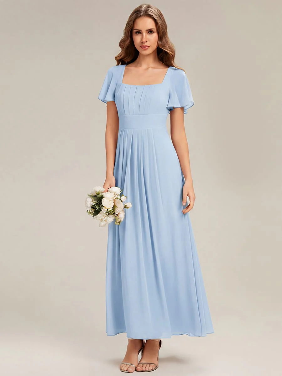 ever AVIEL|Ruched Chiffon Ruffle Sleeve Dress