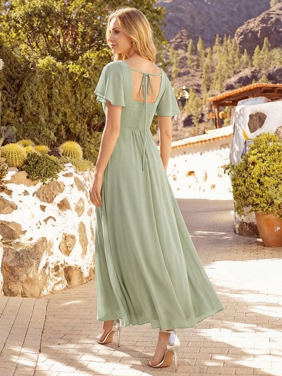 ever AVIEL|Ruched Chiffon Ruffle Sleeve Dress - Image 34