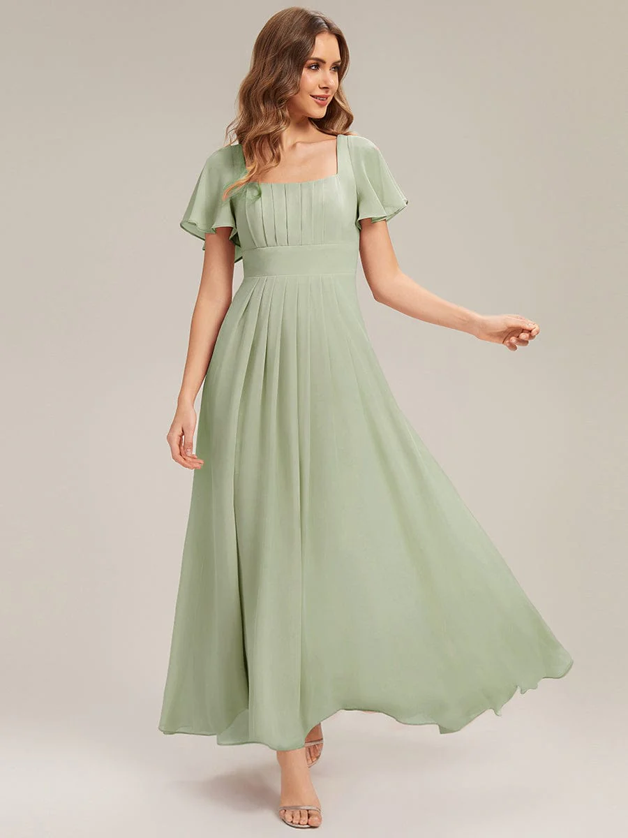 ever AVIEL|Ruched Chiffon Ruffle Sleeve Dress - Image 37