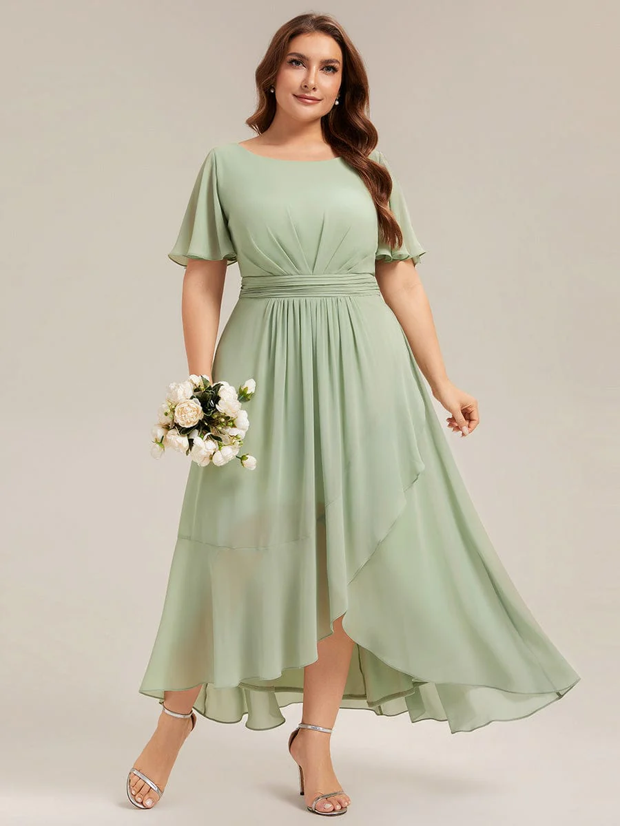 ever SAGE|Ruched Chiffon Ruffle Sleeve Dress - Image 21