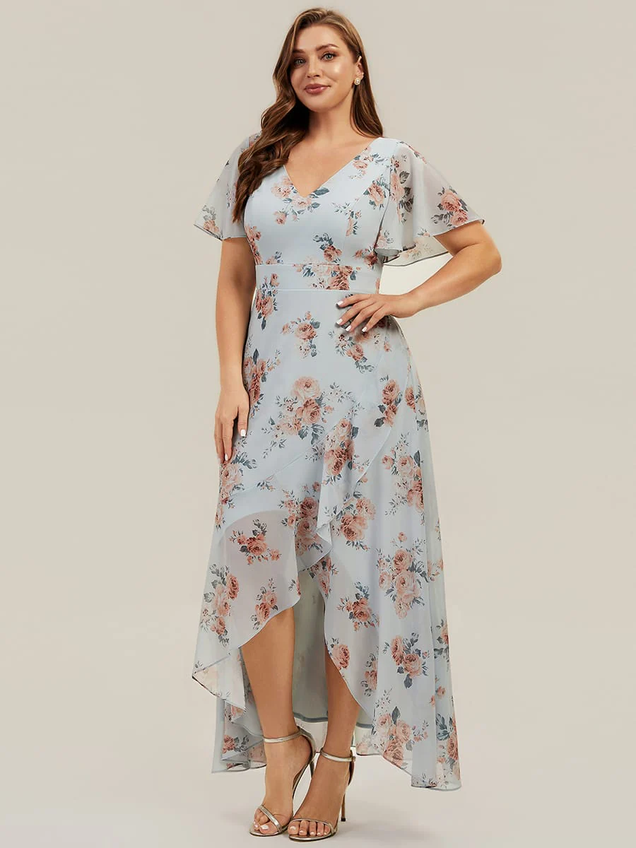 Floral Print and Flutter Sleeves Dress - Image 10