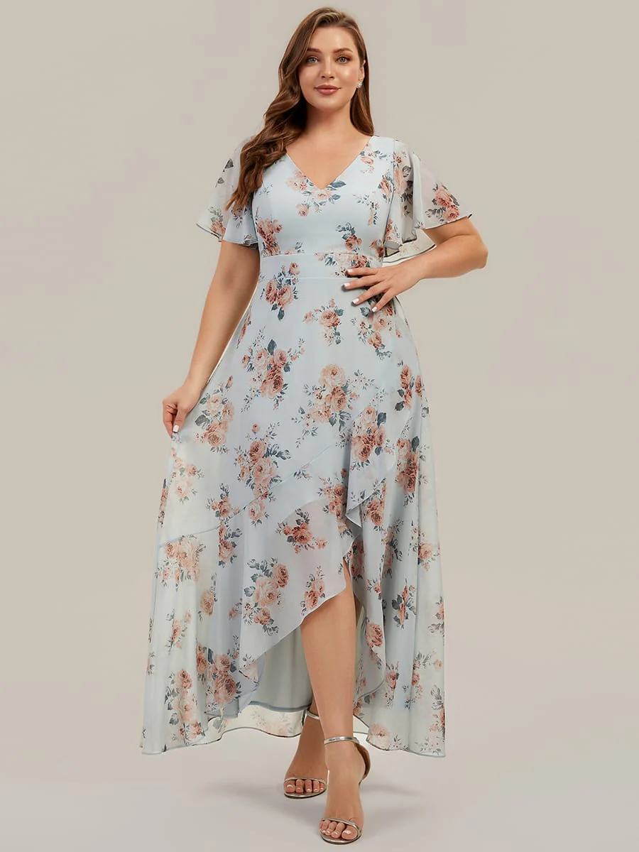 Floral Print and Flutter Sleeves Dress - Image 11
