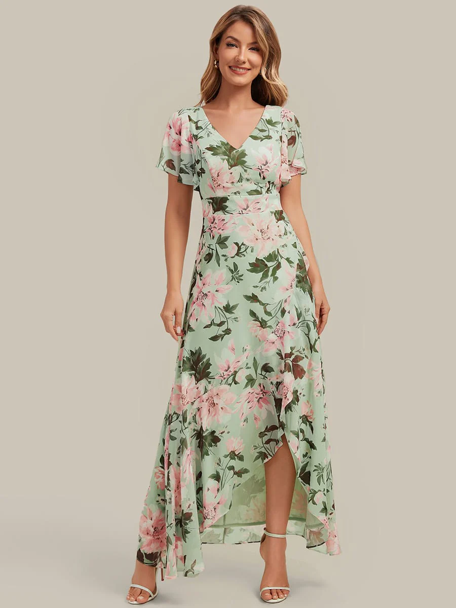 Floral Print and Flutter Sleeves Dress - Image 16
