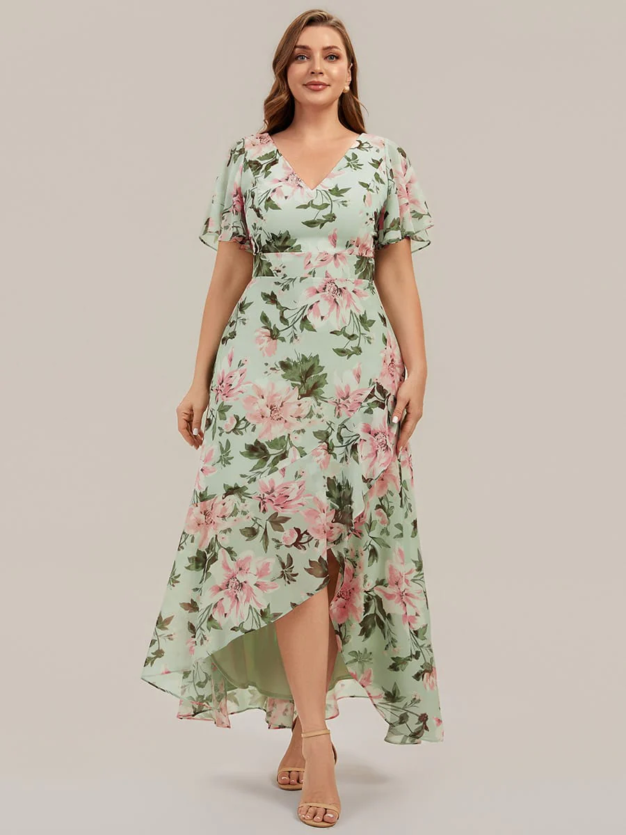 Floral Print and Flutter Sleeves Dress - Image 17