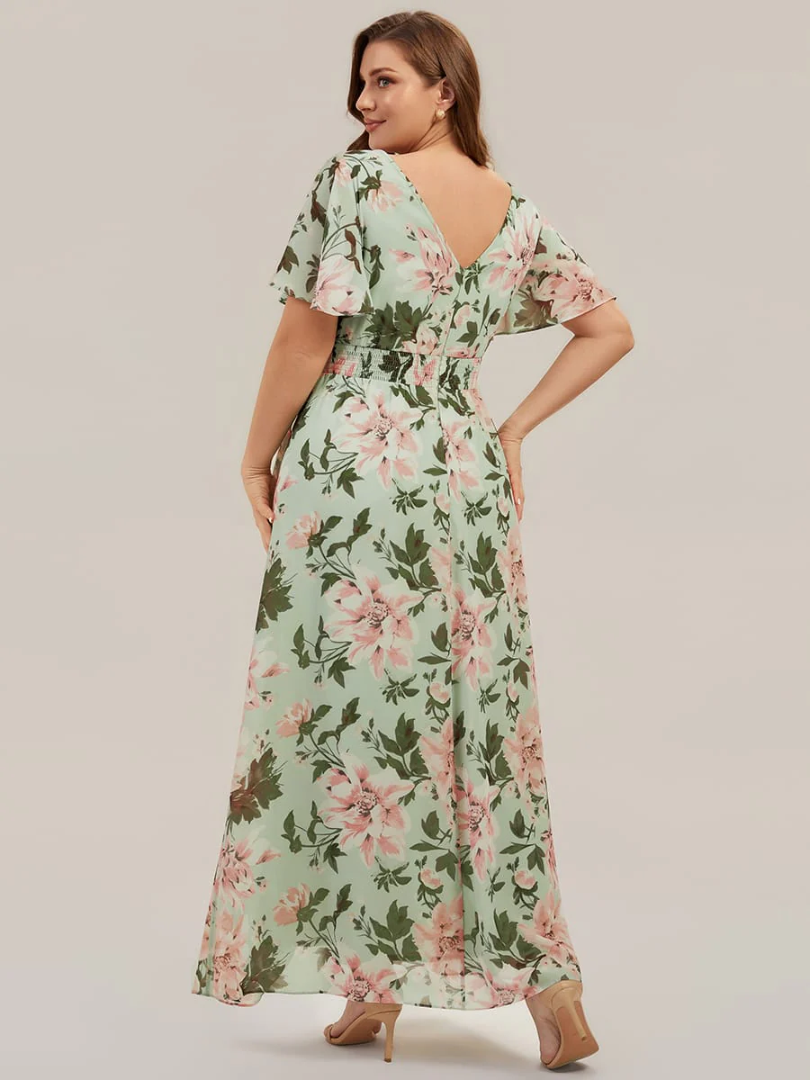 Floral Print and Flutter Sleeves Dress - Image 18