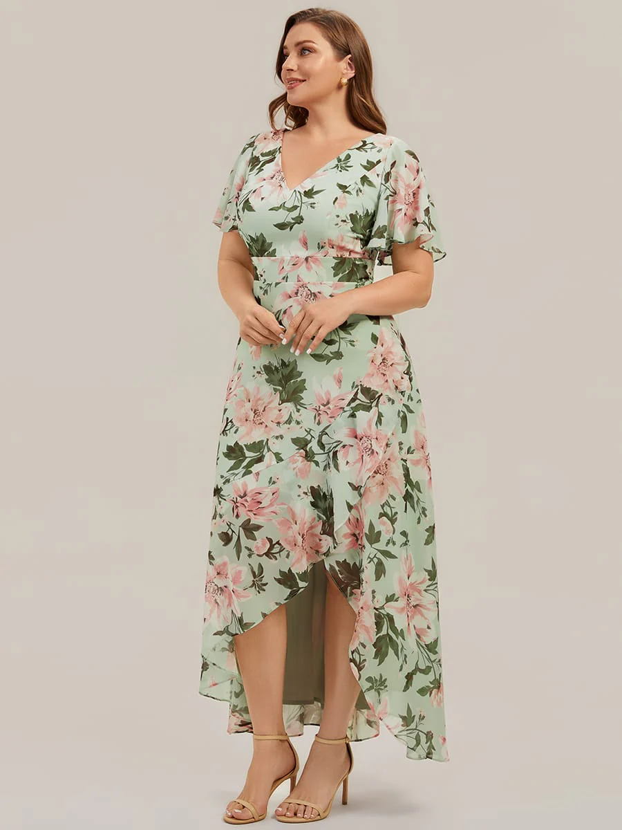 Floral Print and Flutter Sleeves Dress - Image 20